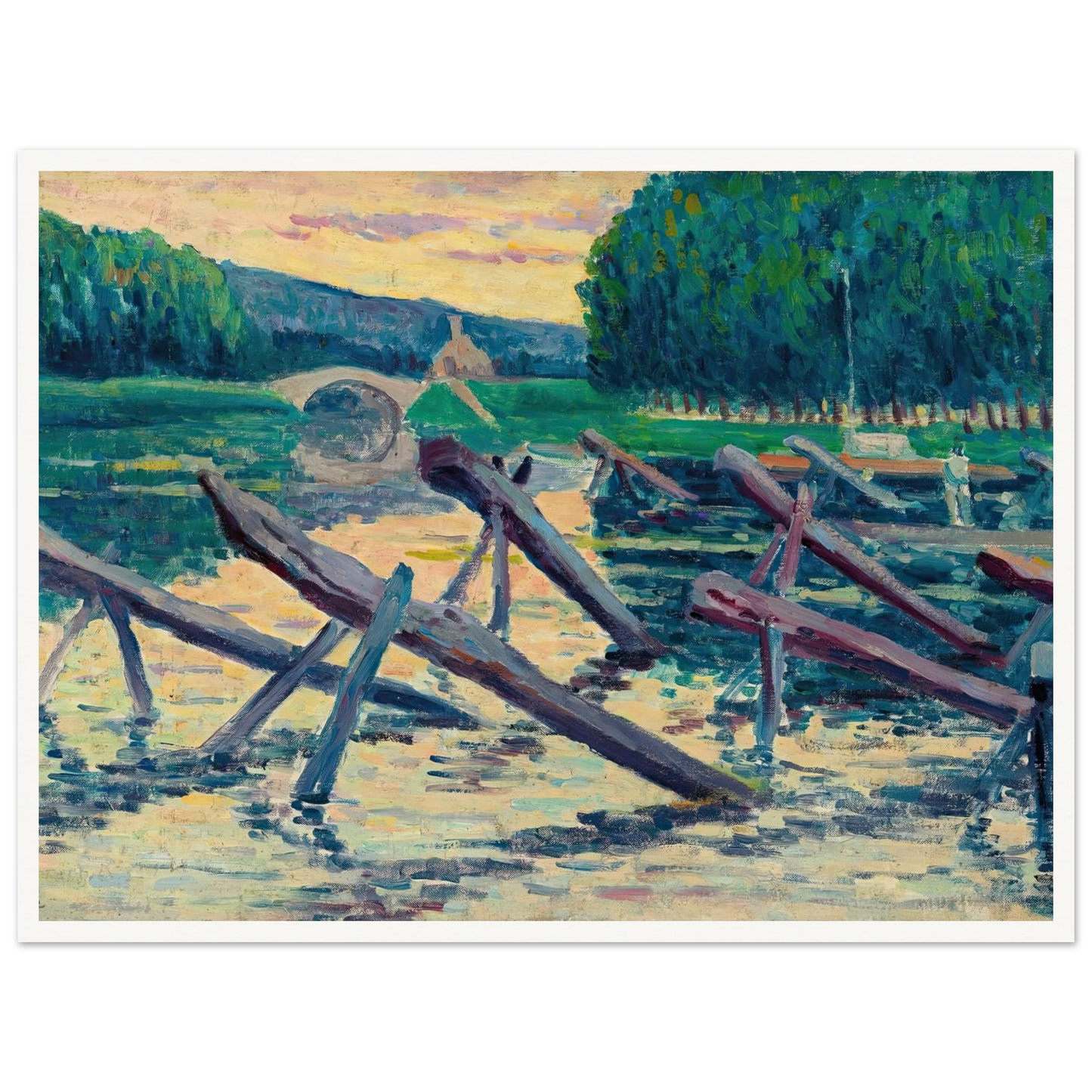 Les chevalets sur la Cure (circa 1908) Art Print | Maximilien Luce-Quipham Collections