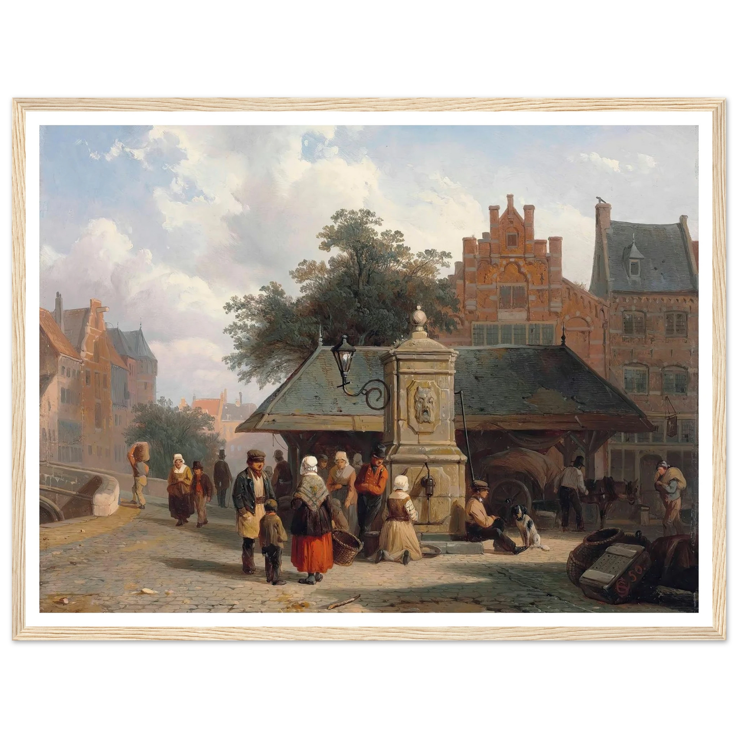 By the well in a Dutch town square (1850) Art Print | Cornelis Springer-Quipham Collections