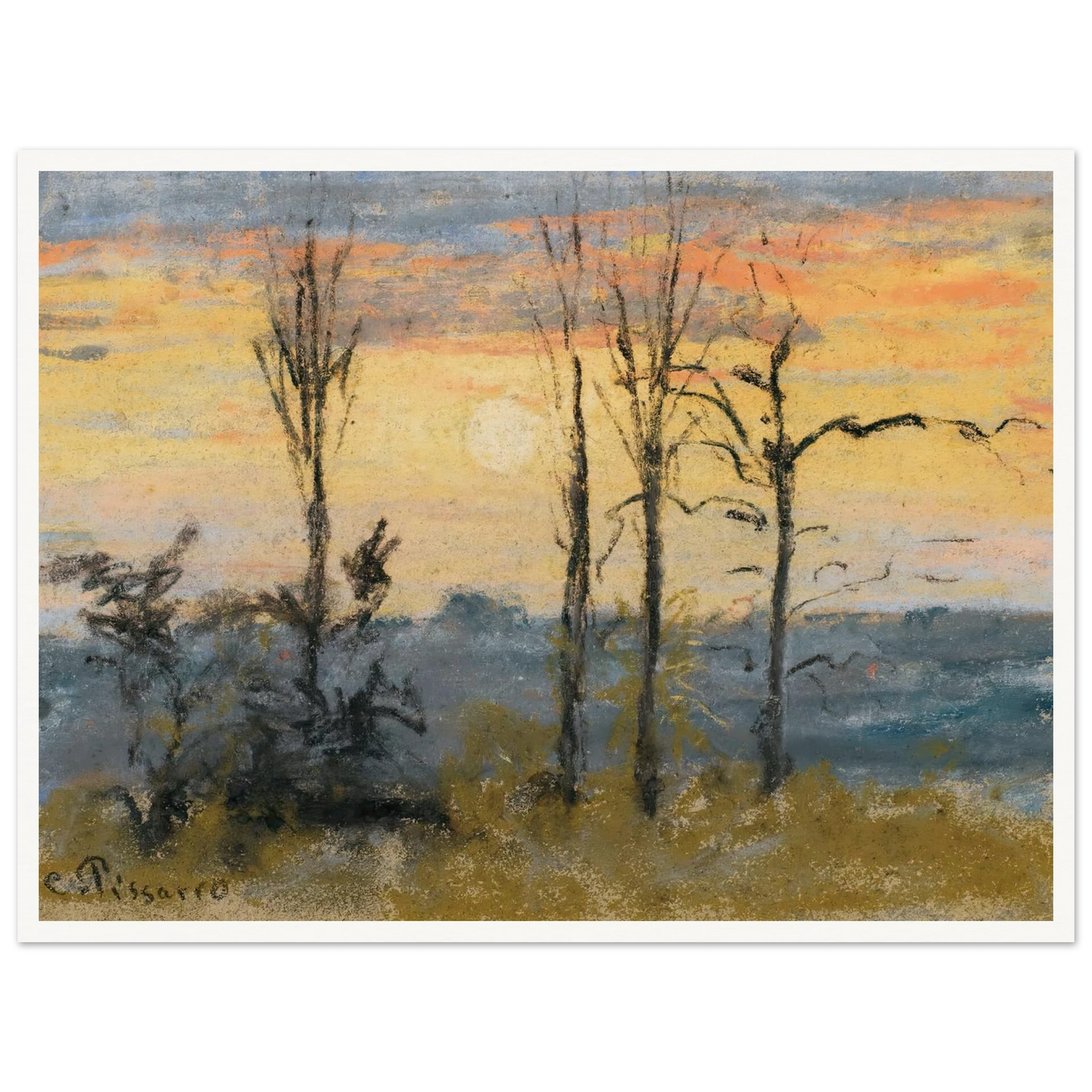 Coucher De Soleil Art Print | Camille Pissarro-Quipham Collections