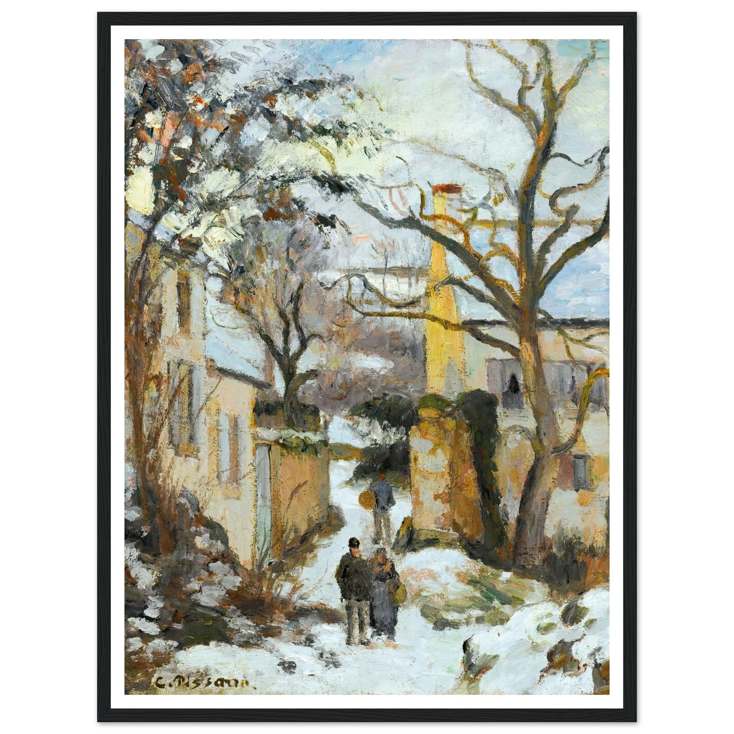 La Maison Rondest Sous La Neige, Pontoise Or Chemin De L’hermitage, Pontoise, Sous La Neige (circa 1875) Art Print | Camille Pissarro-Quipham Collections