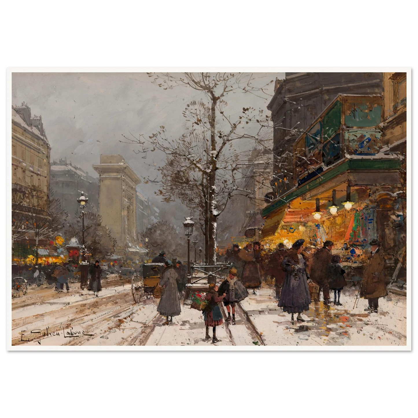 Boulevard Bonne – Nouvelle sous la neige Art Print | Eugene Galien Laloue-Quipham Collections