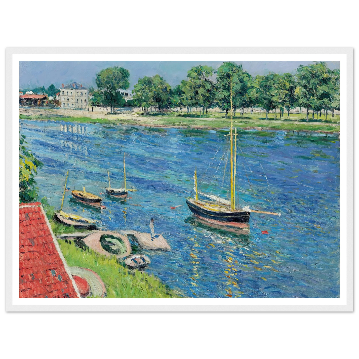 La Seine à Argenteuil, bateaux au mouillage (1883) Art Print | Gustave Caillebotte-Quipham Collections