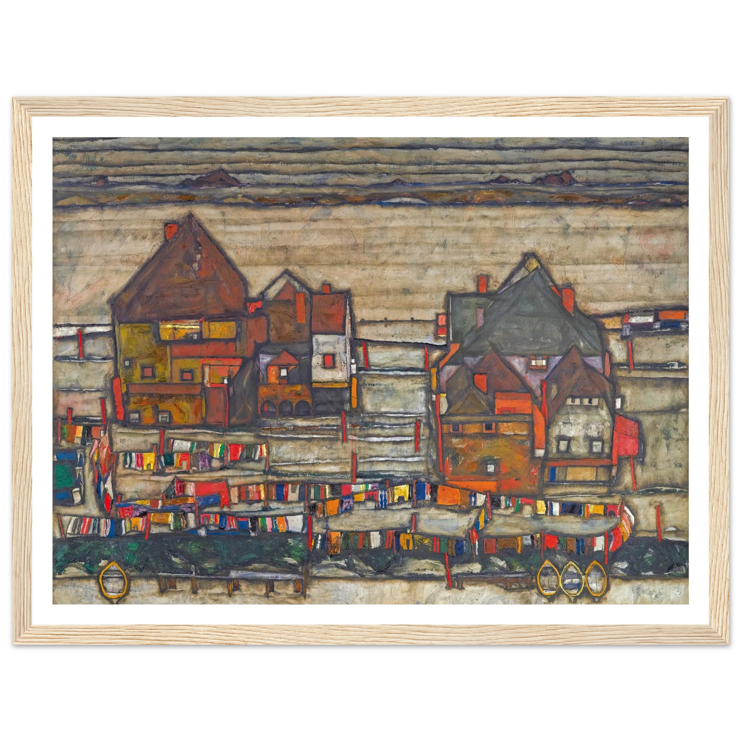 Houses With Laundry (Suburb II) (1914) Art Print | Egon Schiele-Quipham Collections