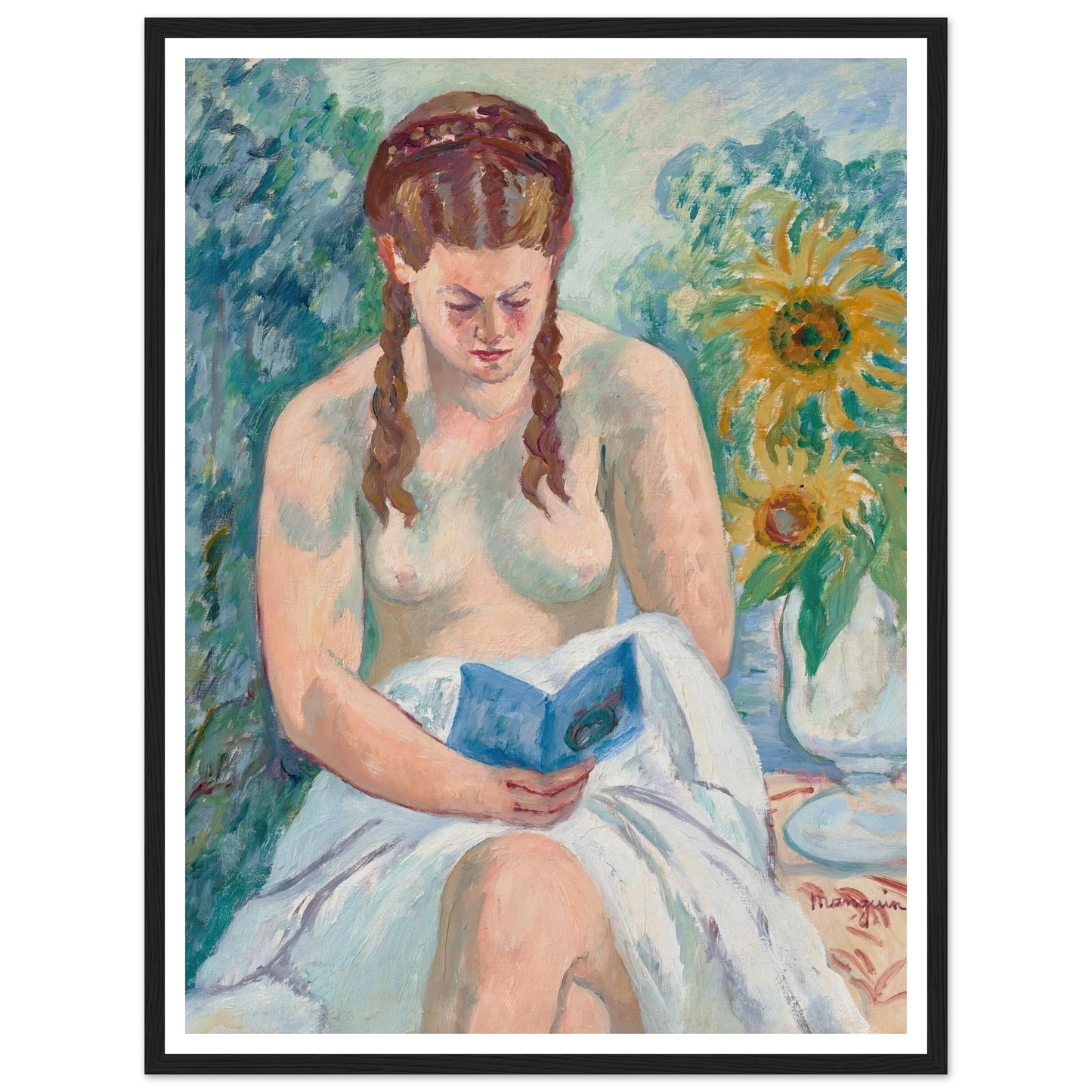 Geneviève Sauty nue lisant (1945) Art Print | Henri Manguin-Quipham Collections