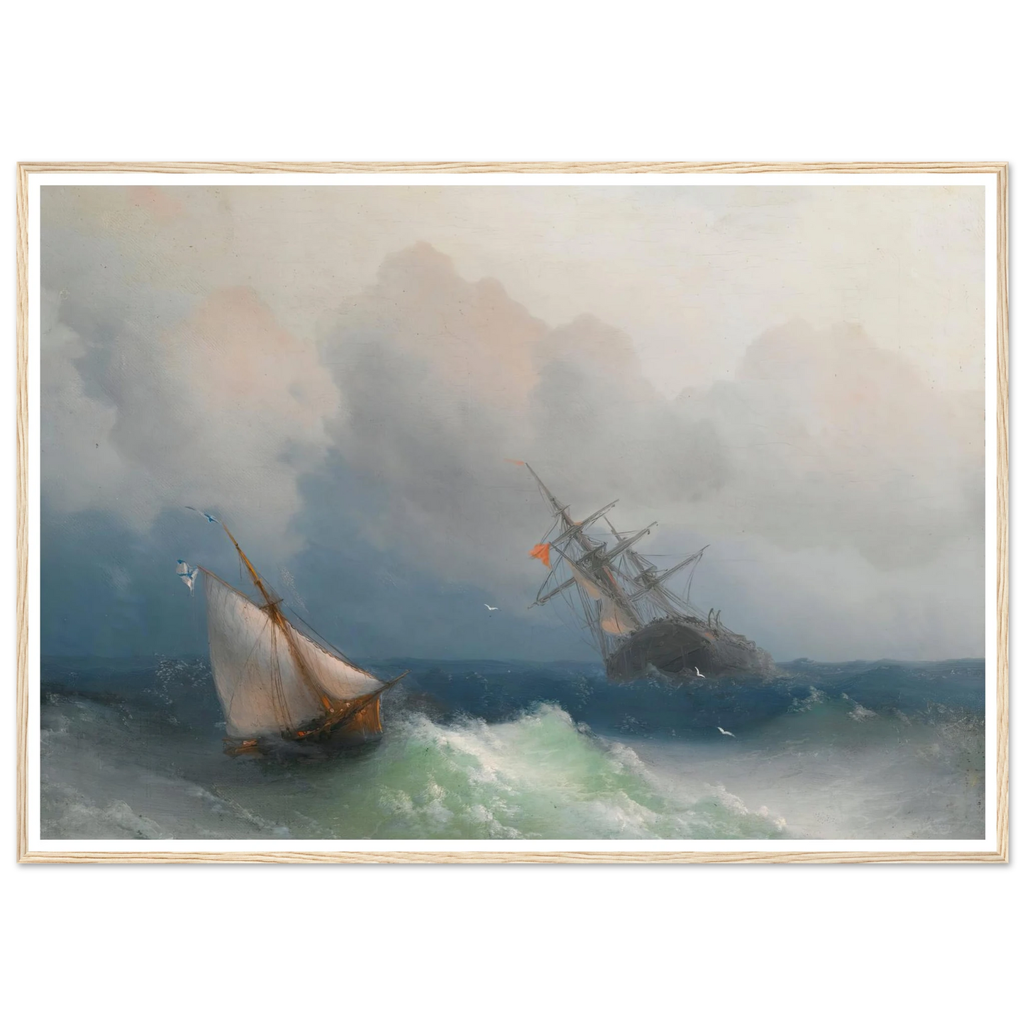 Two Ships At Sea (1863) Art Print | Ivan Konstantinovich Aivazovsky-Quipham Collections