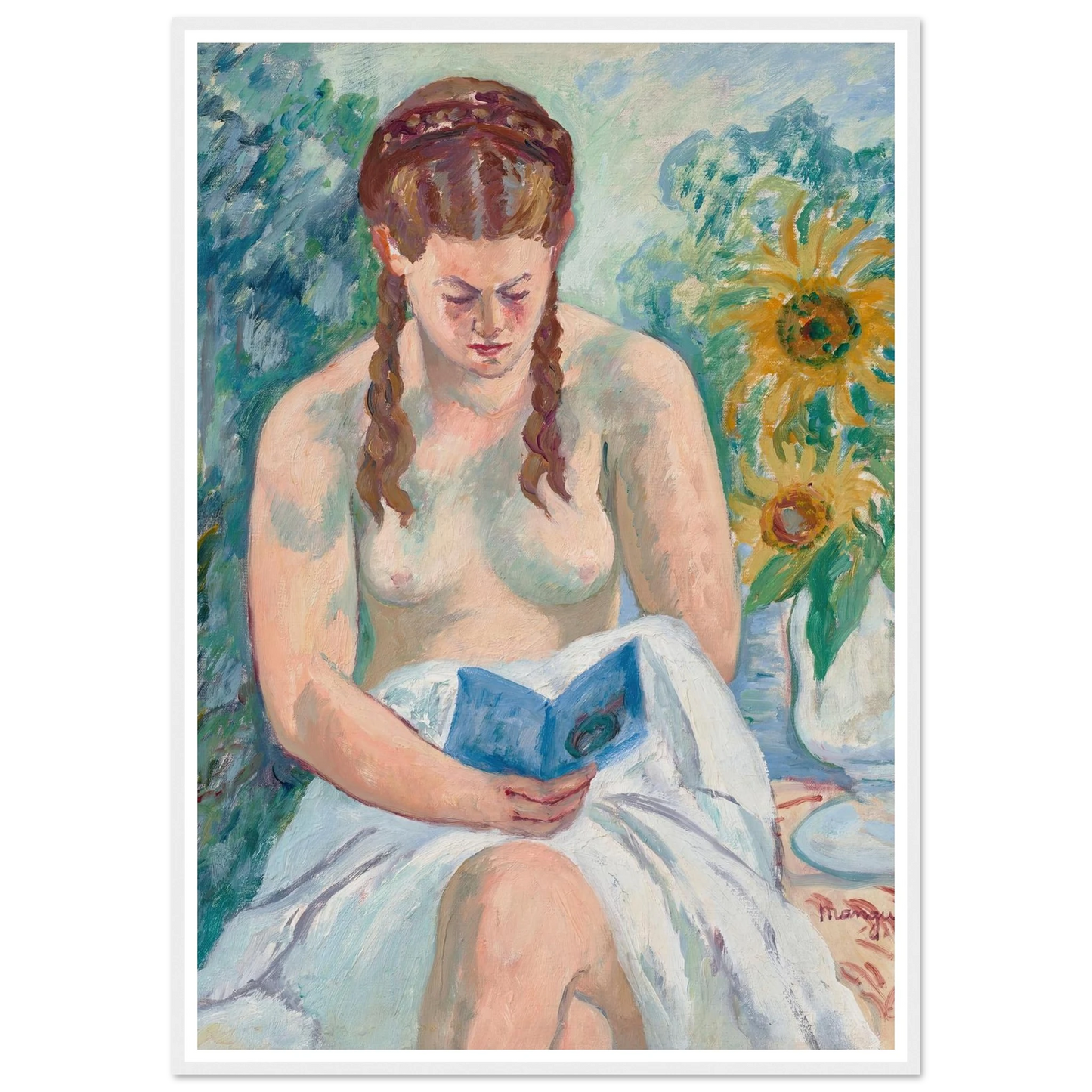 Geneviève Sauty nue lisant (1945) Art Print | Henri Manguin-Quipham Collections