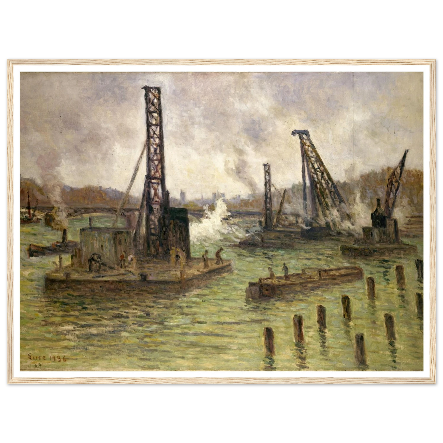 Travaux sur la Seine, au pont des Saints-Pères (1936) Art Print | Maximilien Luce-Quipham Collections