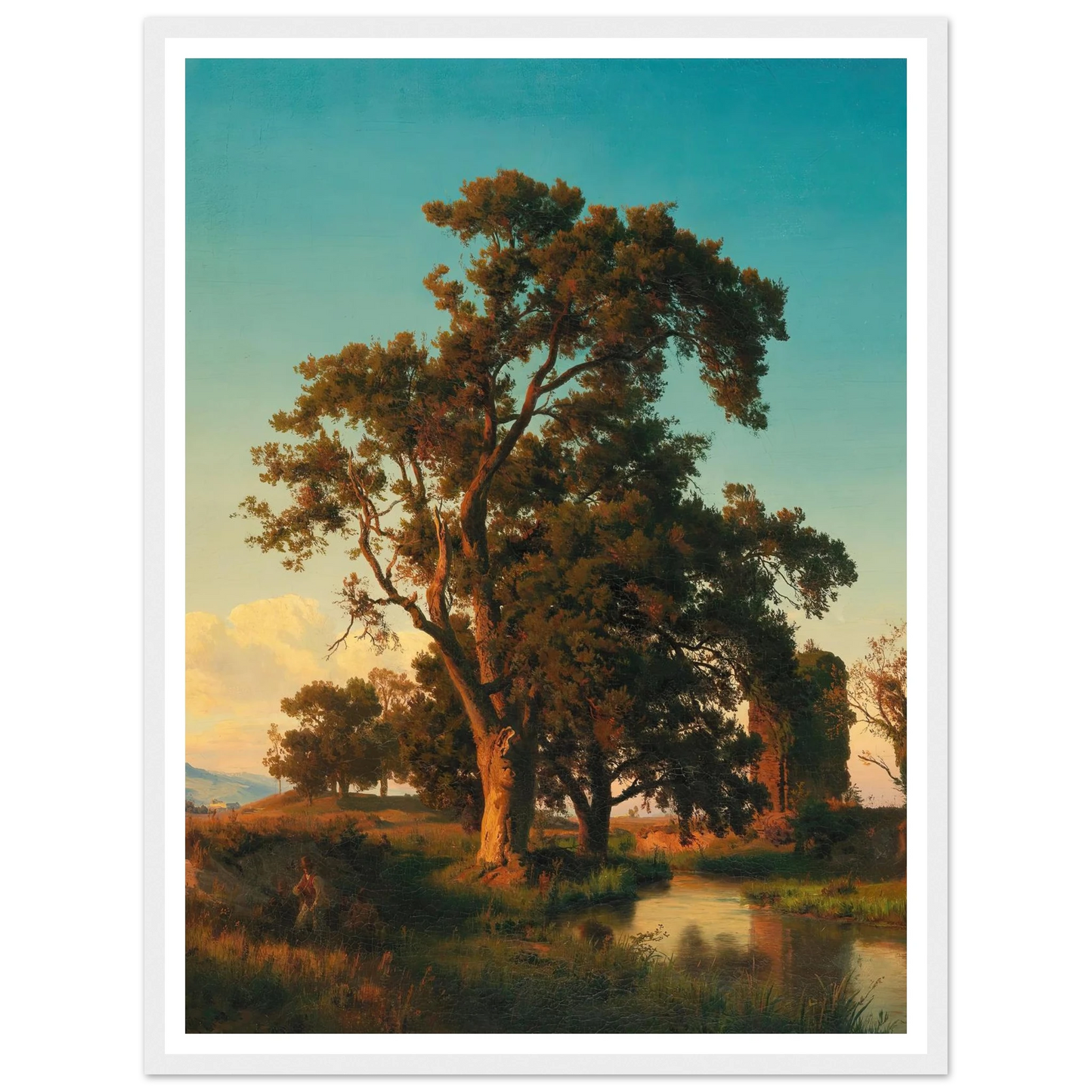 A majestic tree in the evening light Art Print | Oswald Achenbach-Quipham Collections