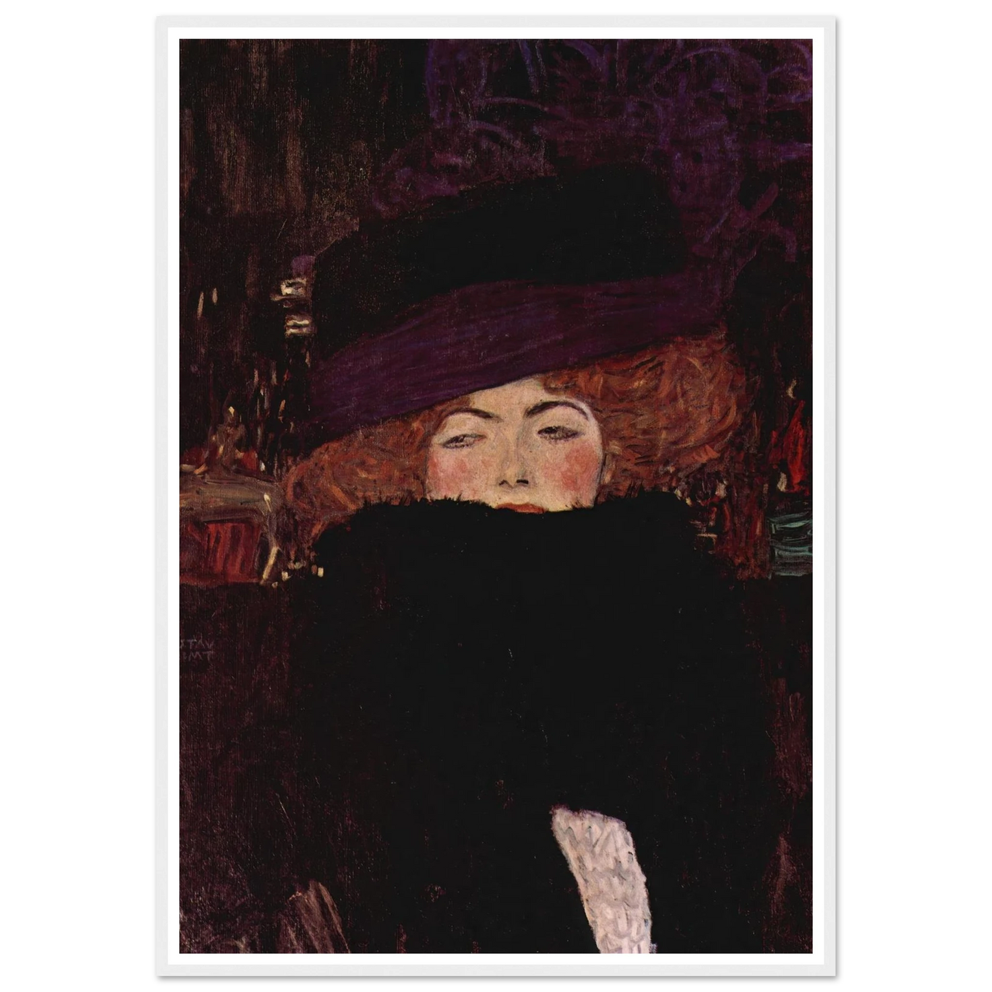 Dame mit Hut und Federboa (1909) Art Print | Gustav Klimt-Quipham Collections