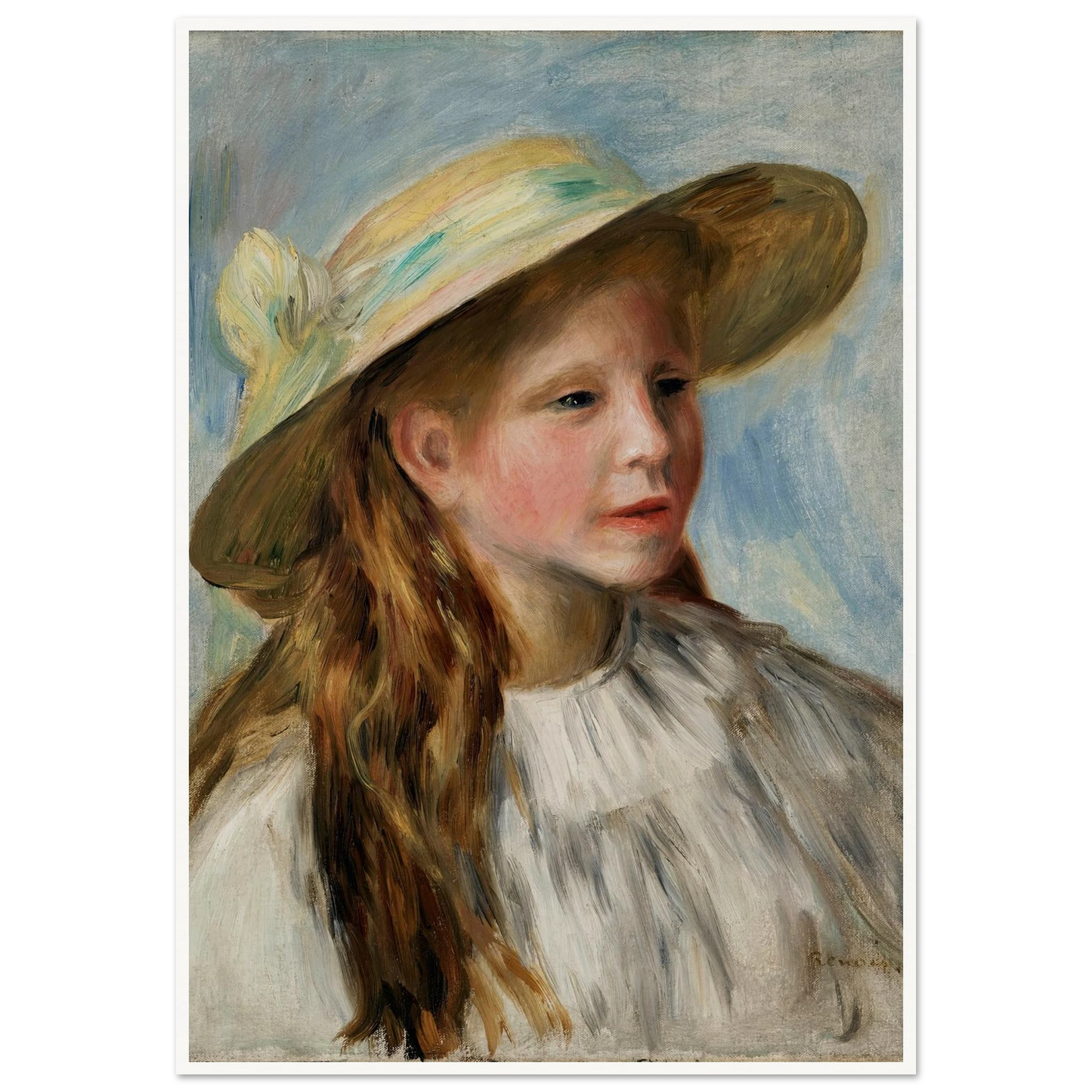 Little Girl With A Hat (Jeune Fille Au Chapeau) (1894) Art Print | Pierre Auguste Renoir-Quipham Collections