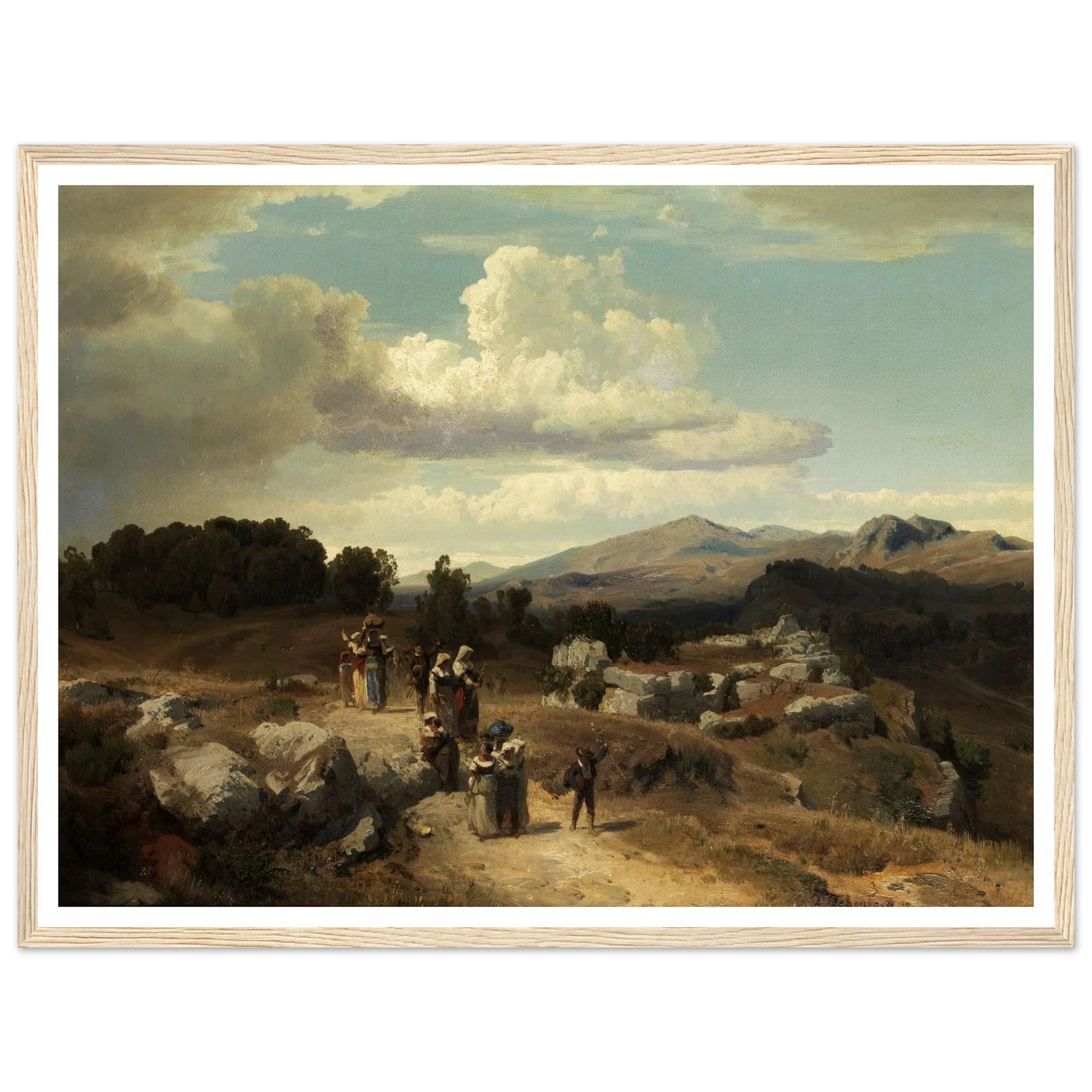 Sunday walk in the Roman countryside (1882) Art Print | Oswald Achenbach-Quipham Collections