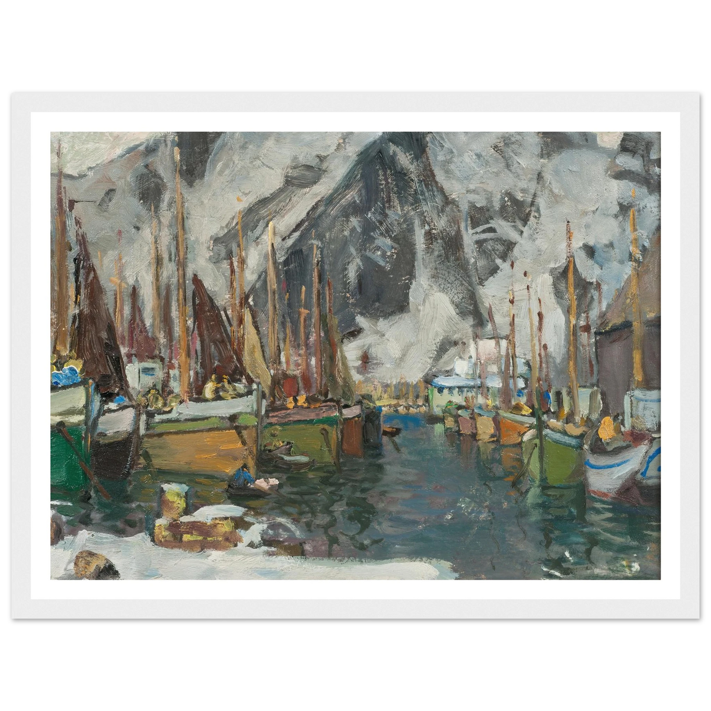 Among the Fishing Boats in Svolvaer. Study from Lofoten (1934) Art Print | Anna Boberg-Quipham Collections