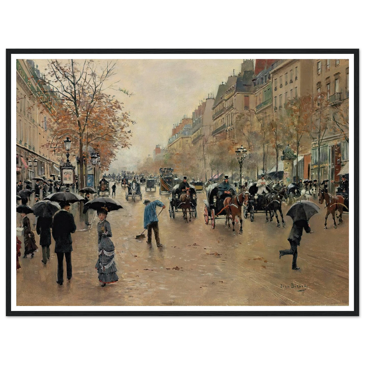 Boulevard Poissonnière en automne Art Print | Jean Beraud-Quipham Collections