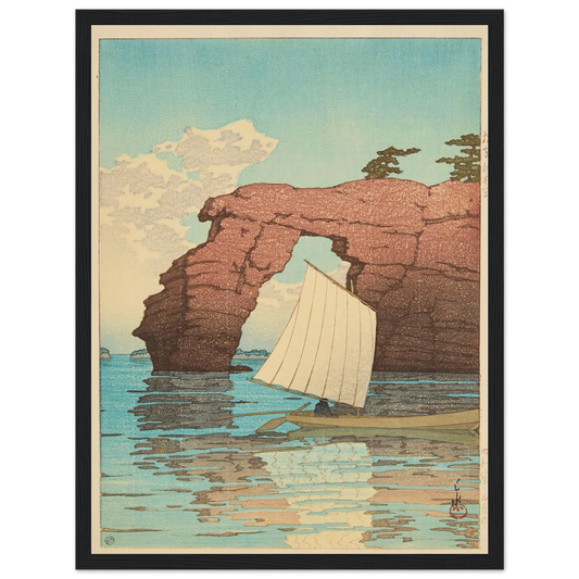 Matsushima Zaimokuto (Zaimoku Island at Matsushima) (1933) Art Print | Kawase Hasui - Framed Poster - 30x40 cm / 12x16″ - Black frame