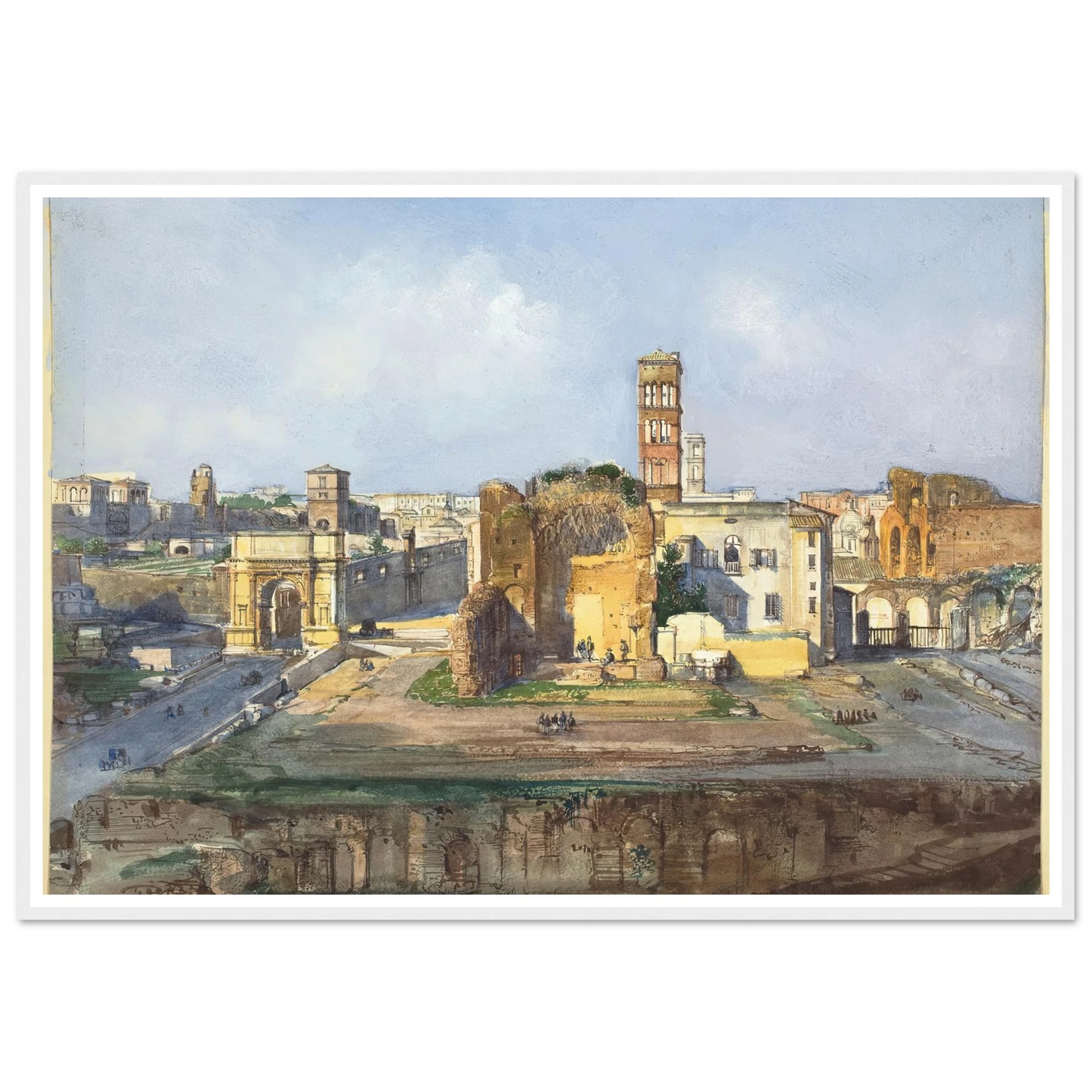 The Arch of Titus and the Temple of Venus and Rome near the Roman Forum Art Print | Ippolito Caffi-Quipham Collections