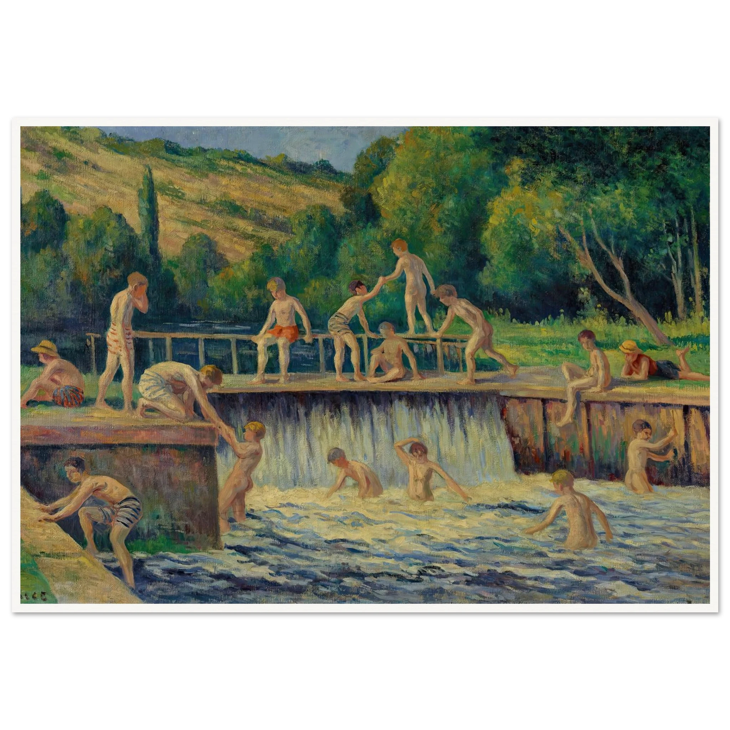 La baignade à Bessy-sur-Cure (circa 1908) Art Print | Maximilien Luce-Quipham Collections