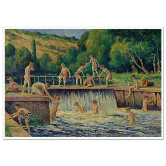 La baignade à Bessy-sur-Cure (circa 1908) Art Print | Maximilien Luce-Quipham Collections