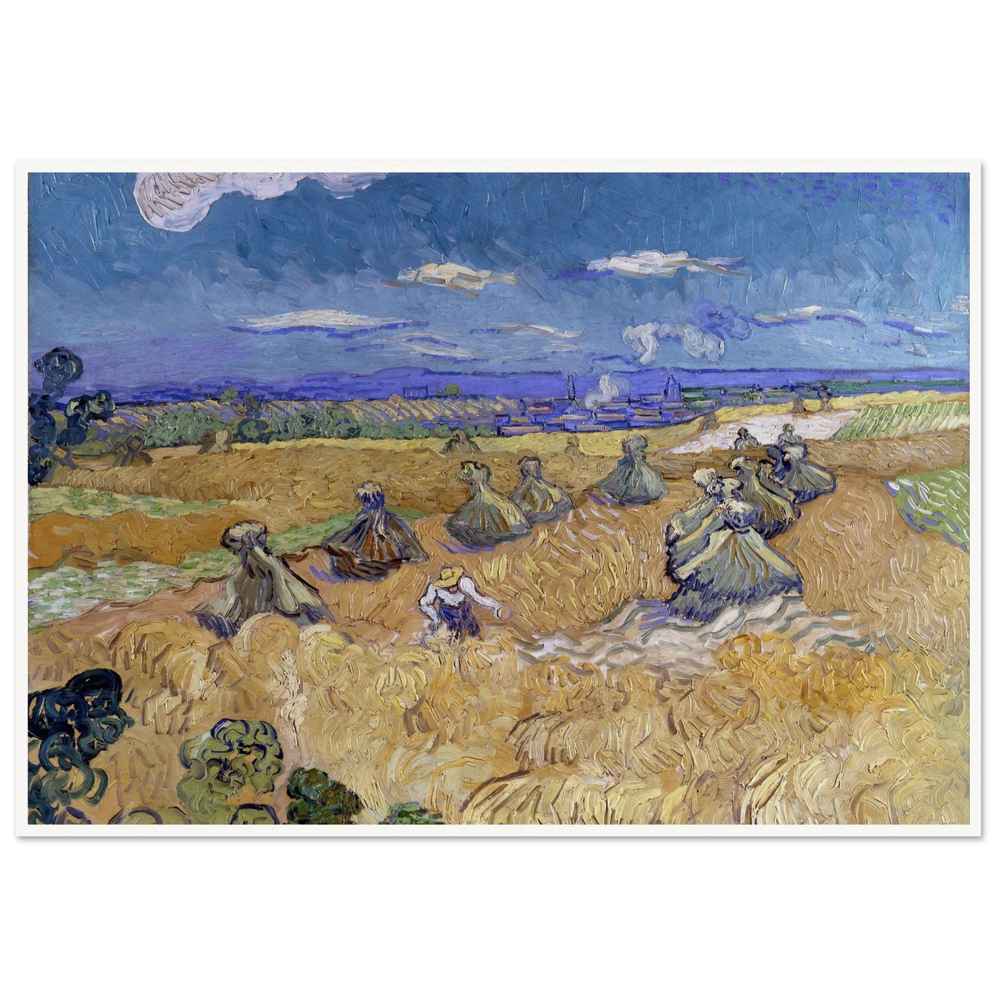 Wheat Fields with Reaper, Auvers Art Print | Vincent van Gogh-Quipham Collections