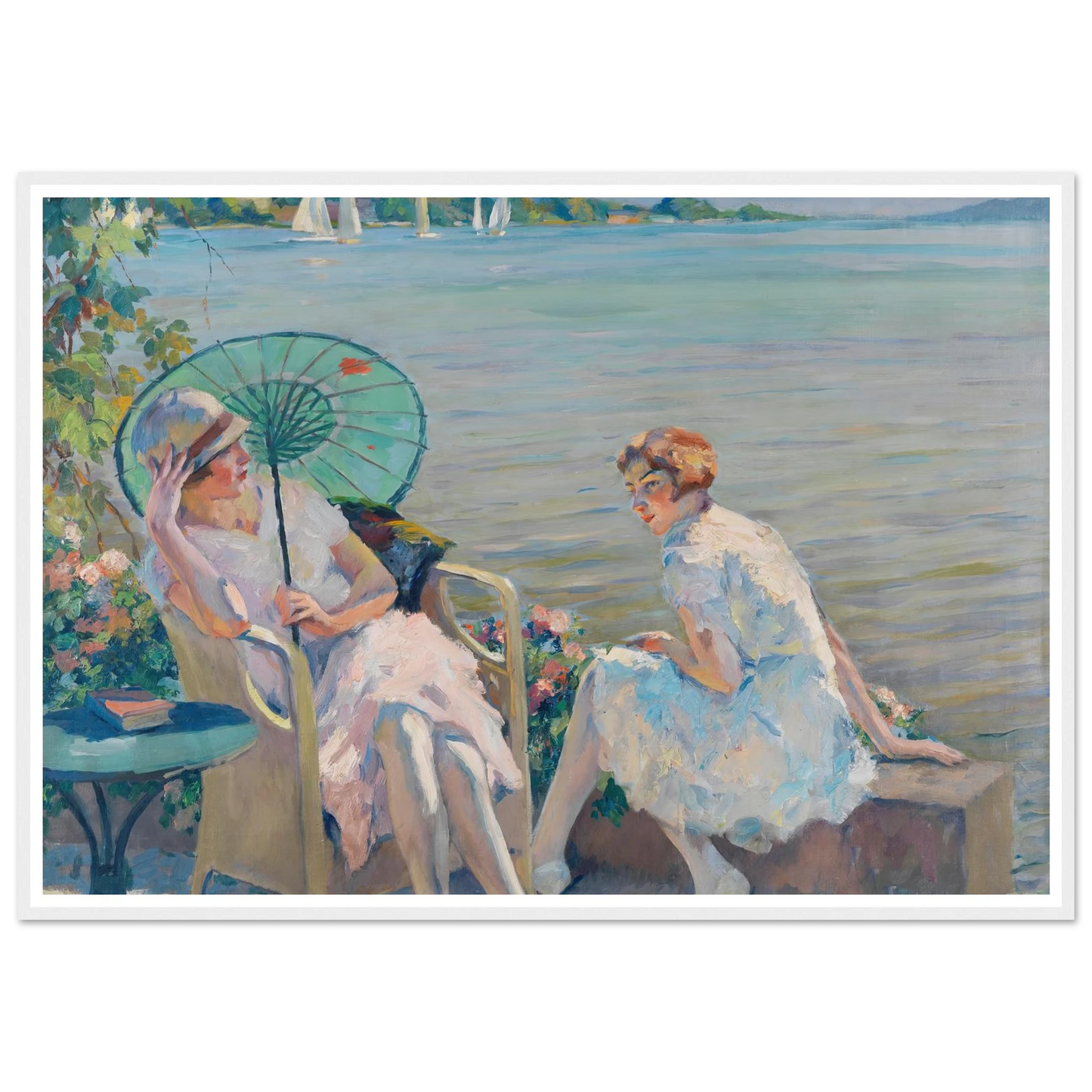 Summer afternoon at the lake (1920) Art Print | Edward Cucue-Quipham Collections