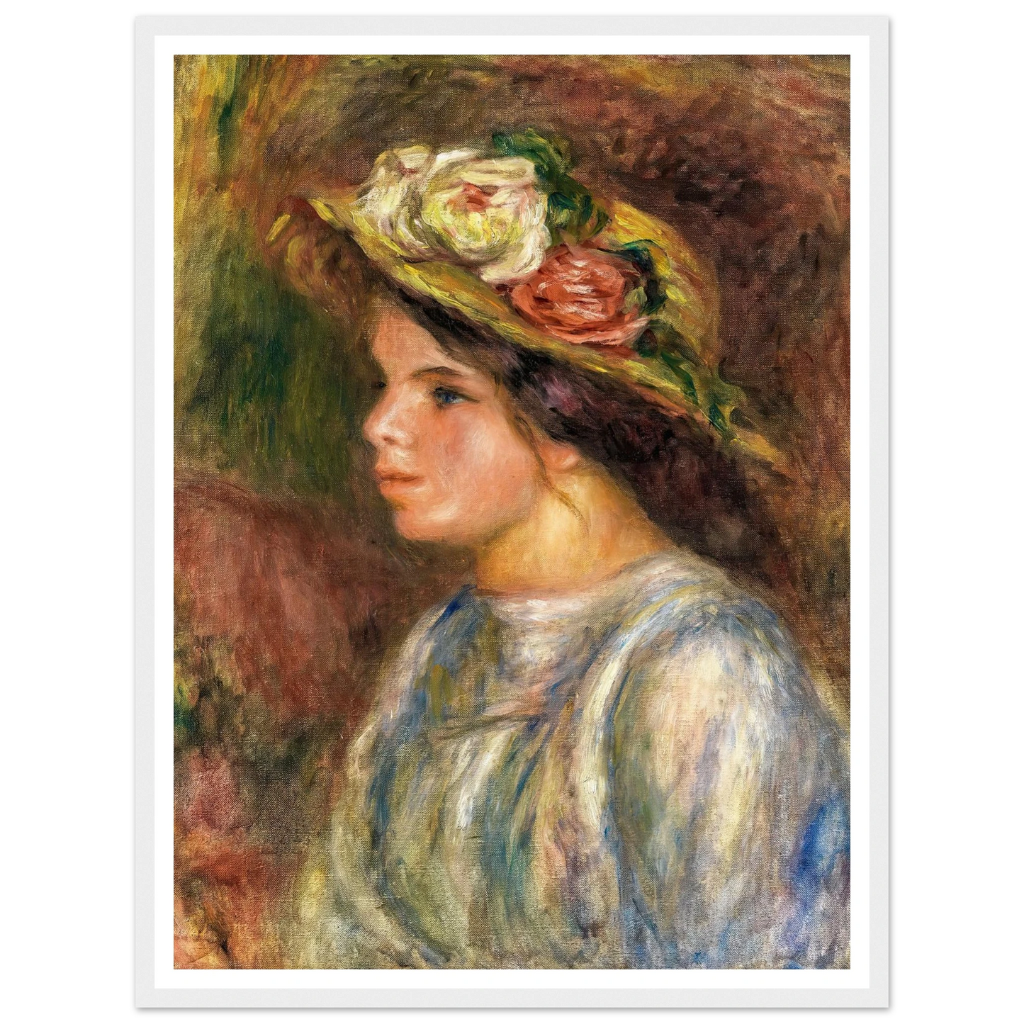 Buste De Femme, Chapeau De Paille Garni (circa 1914) Art Print | Pierre Auguste Renoir-Quipham Collections