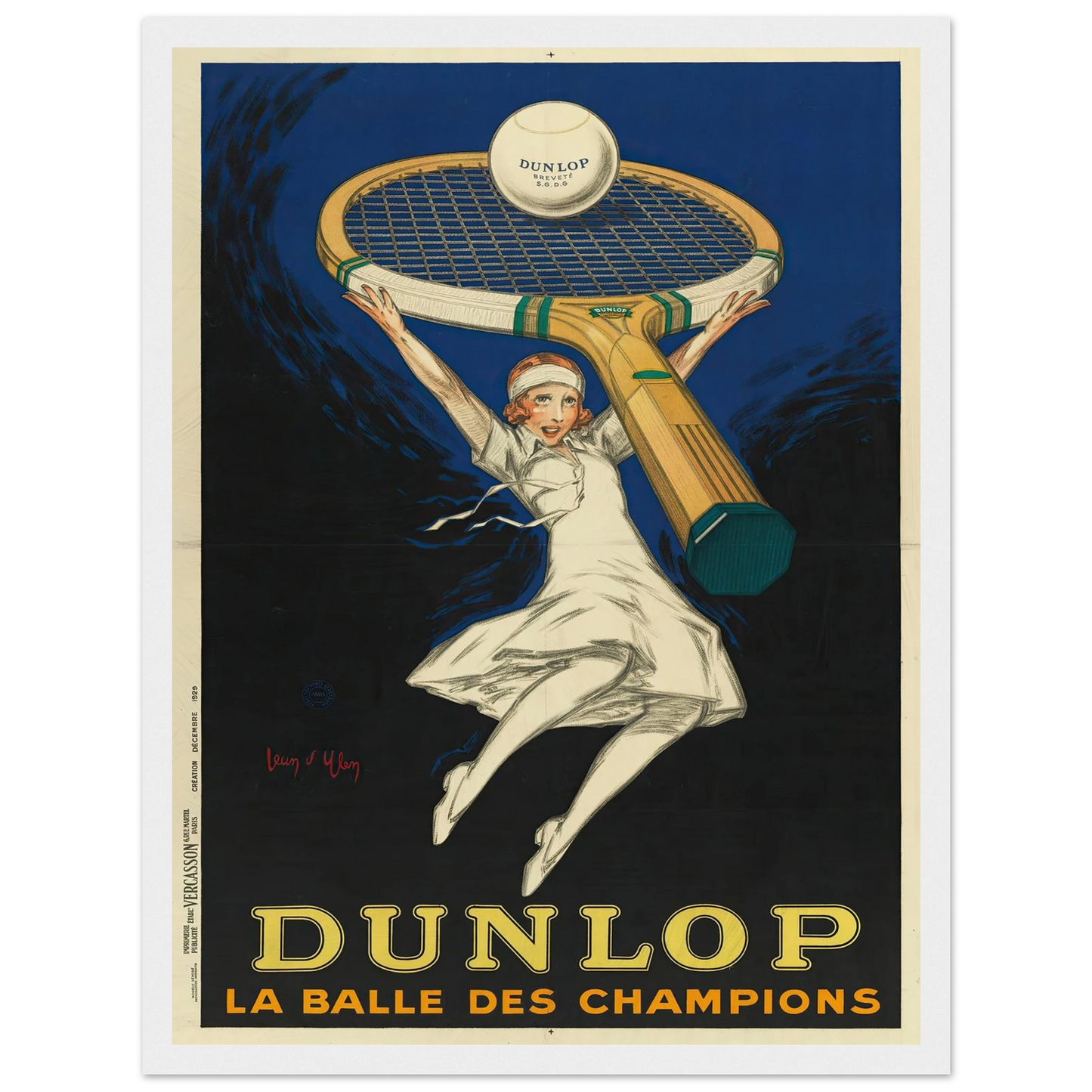 Dunlop la balle des champions (1929) Art Print | Jean Dylen-Quipham Collections