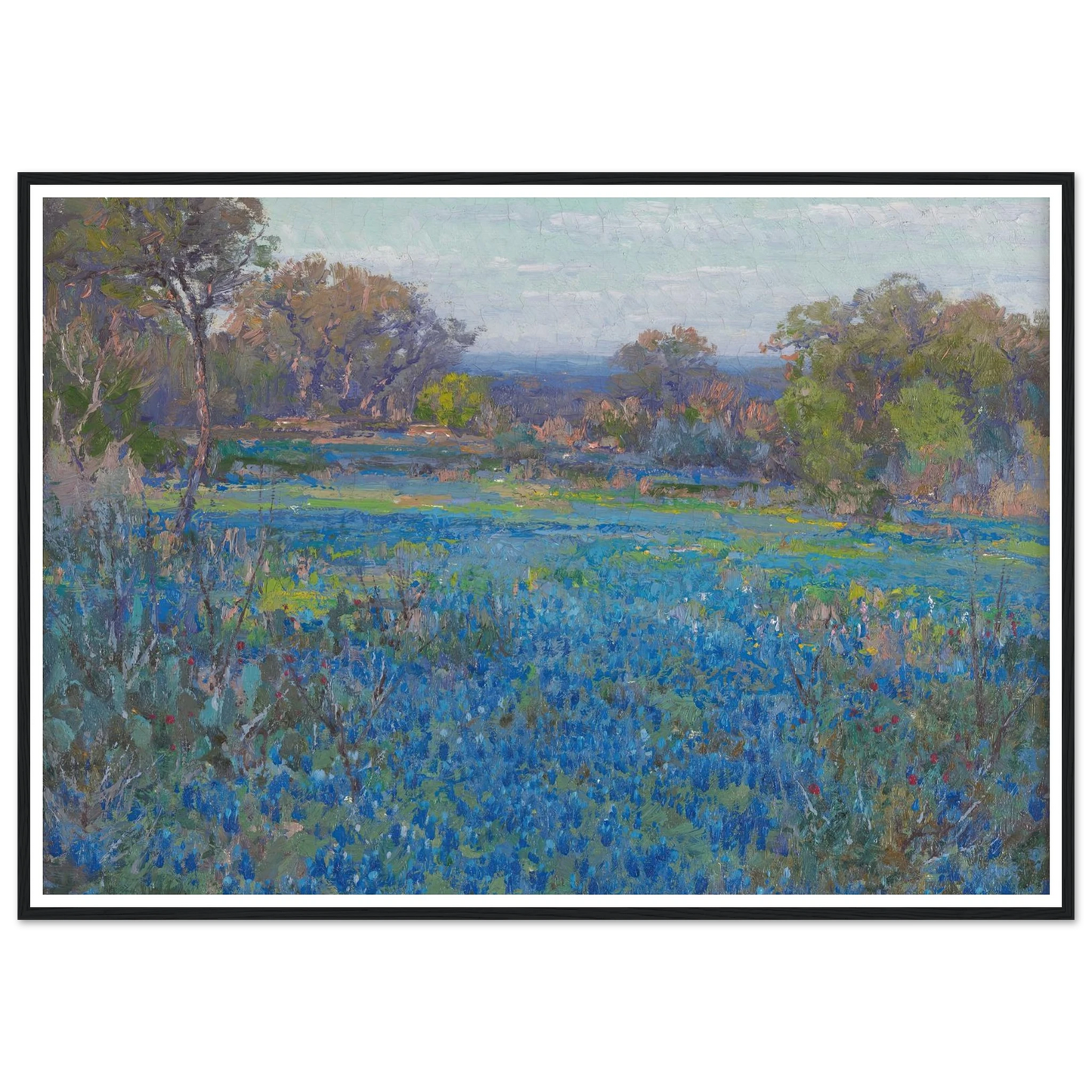 A field of Blue Bonnets, late afternoon sunlight (1919-1920) Art Print | Julian Onderdonk-Quipham Collections
