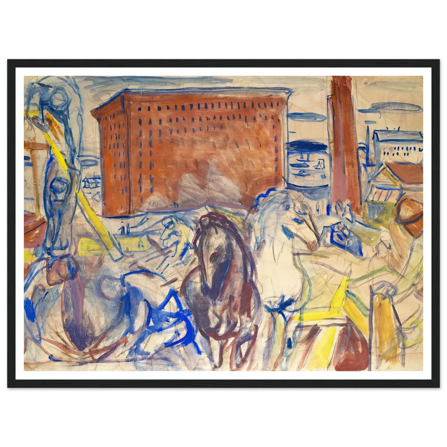 Horse Team on a Building Site (1928–1929) Art Print | Edvard Munch-Quipham Collections