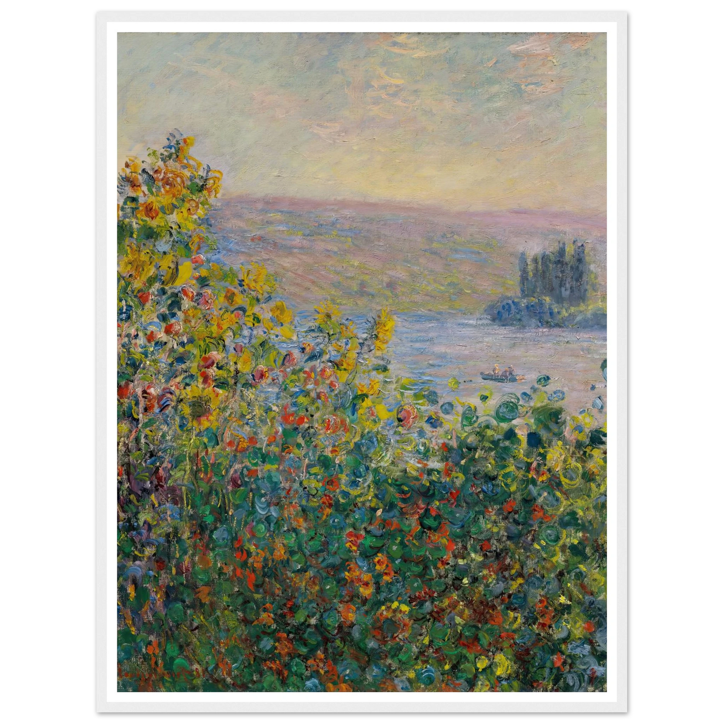 Flower Beds at Vétheuil (1881) Art Print | Claude Monet-Quipham Collections