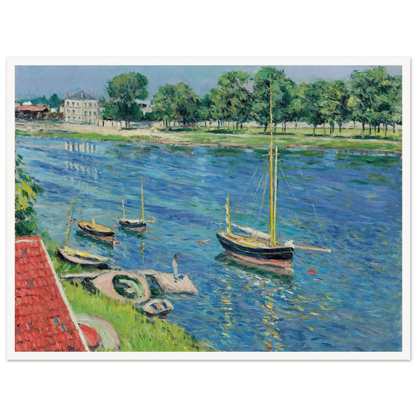 La Seine à Argenteuil, bateaux au mouillage (1883) Art Print | Gustave Caillebotte-Quipham Collections