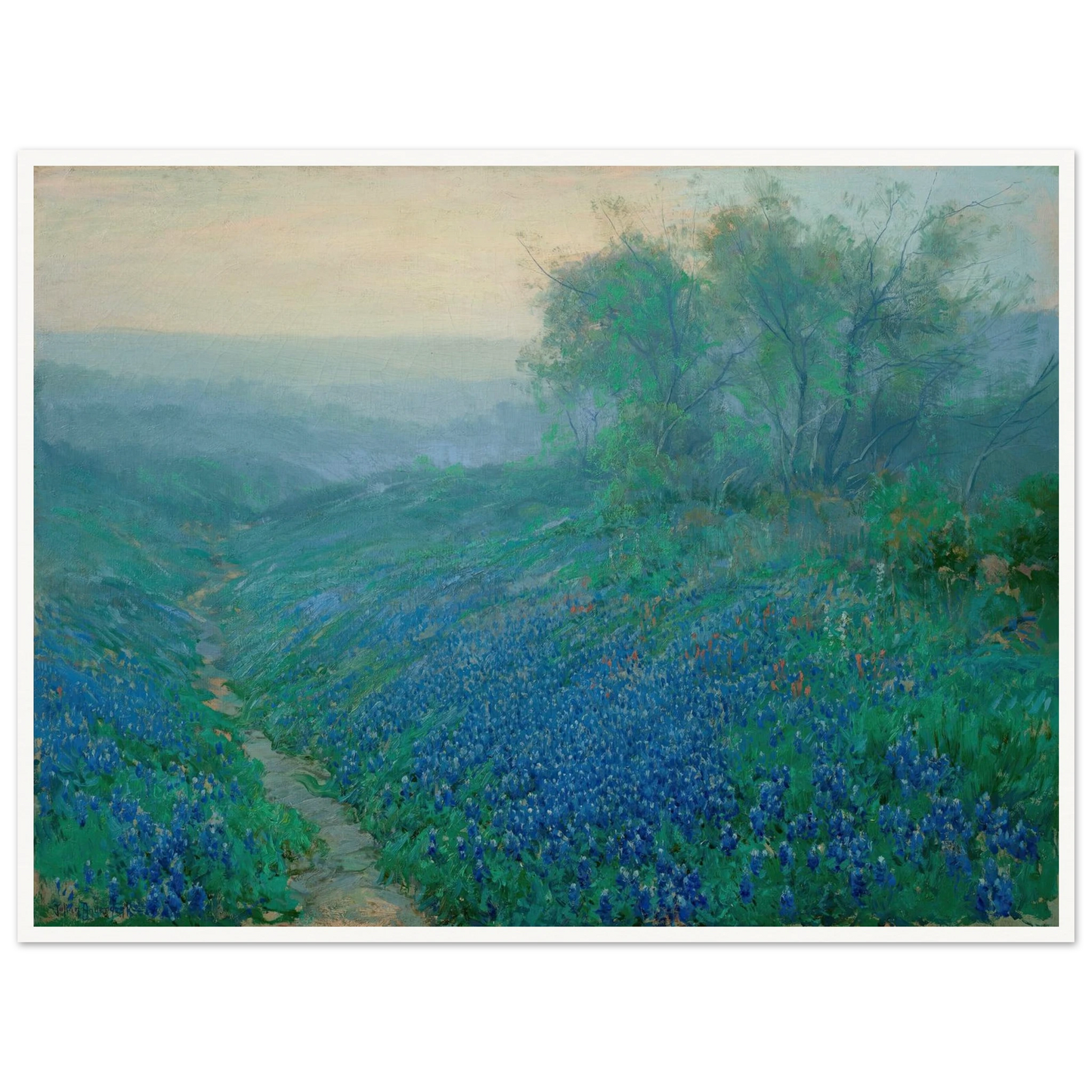 Bluebonnets at Dawn, North of San Antonio (1915) Art Print | Julian Onderdonk-Quipham Collections