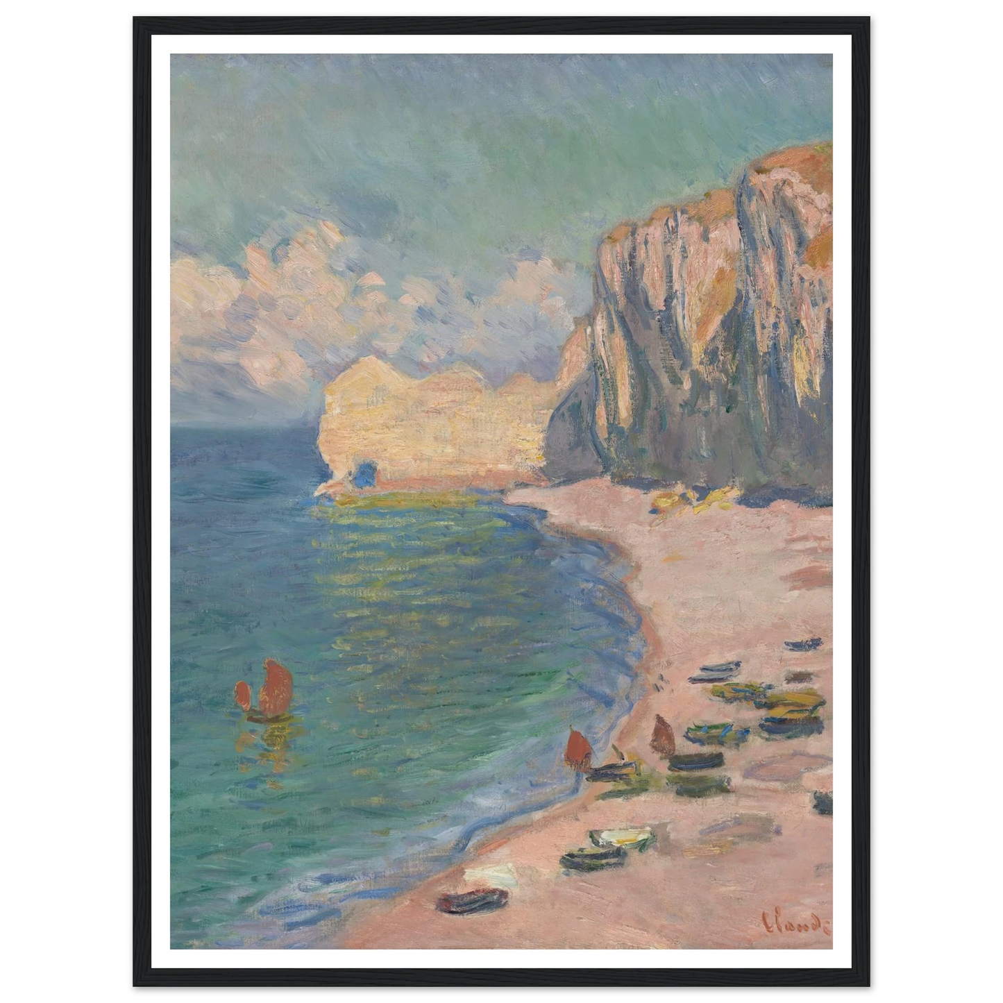 Étretat, The Beach and the Falaise d’Amont (1885) Art Print | Claude Monet-Quipham Collections