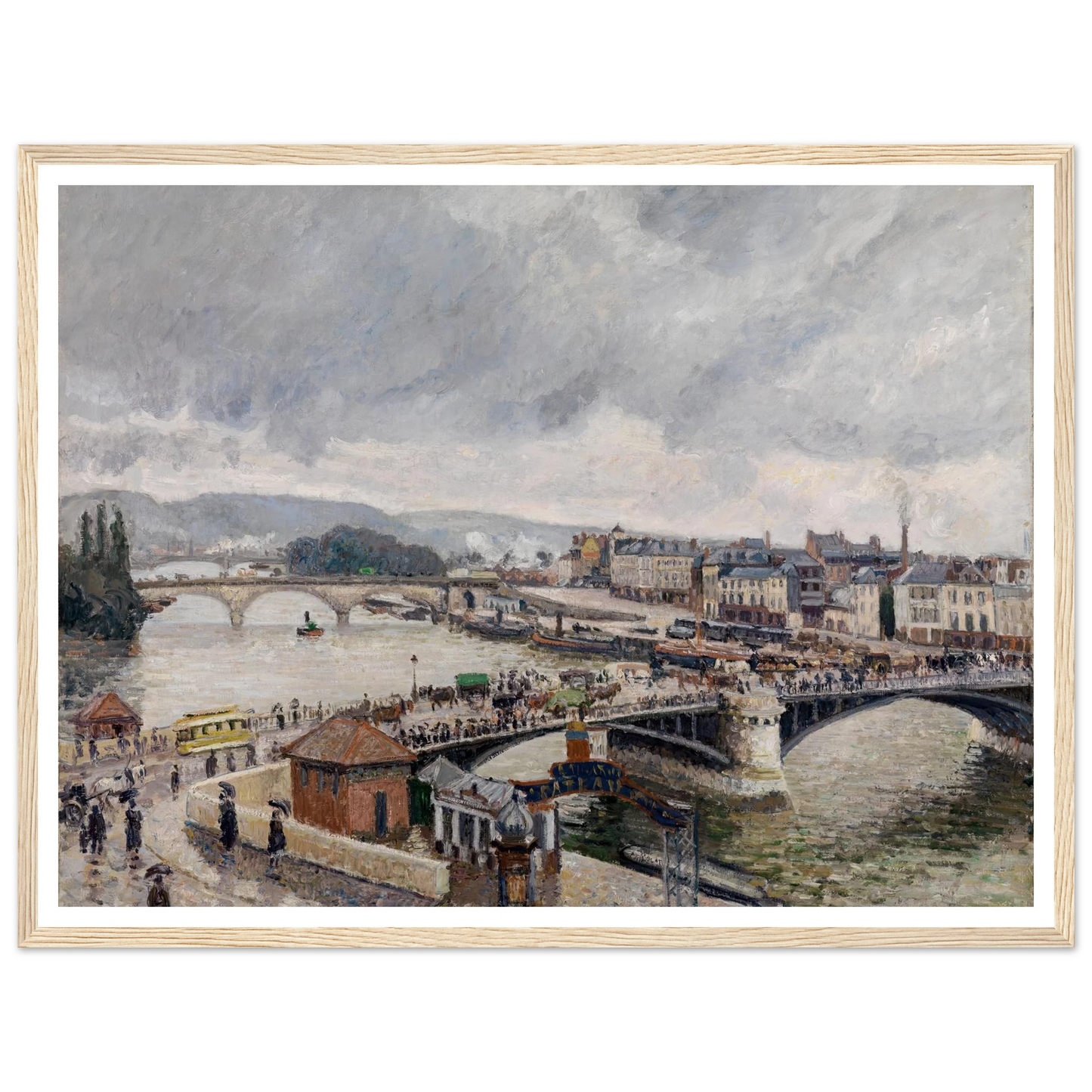 Blick auf die Grosse Brücke zu Rouen bei Regenstimmung (1896) Art Print | Camille Pissarro-Quipham Collections