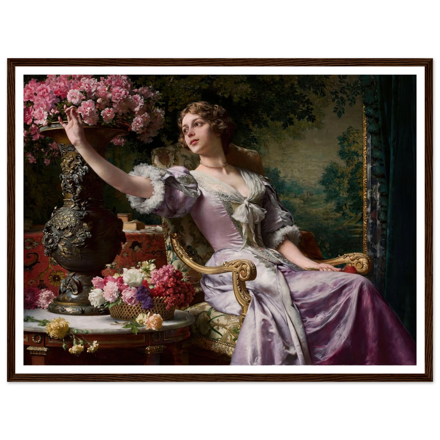 Lady in a lilac dress with flowers (1903) Art Print | Wladyslaw Czachorski-Quipham Collections