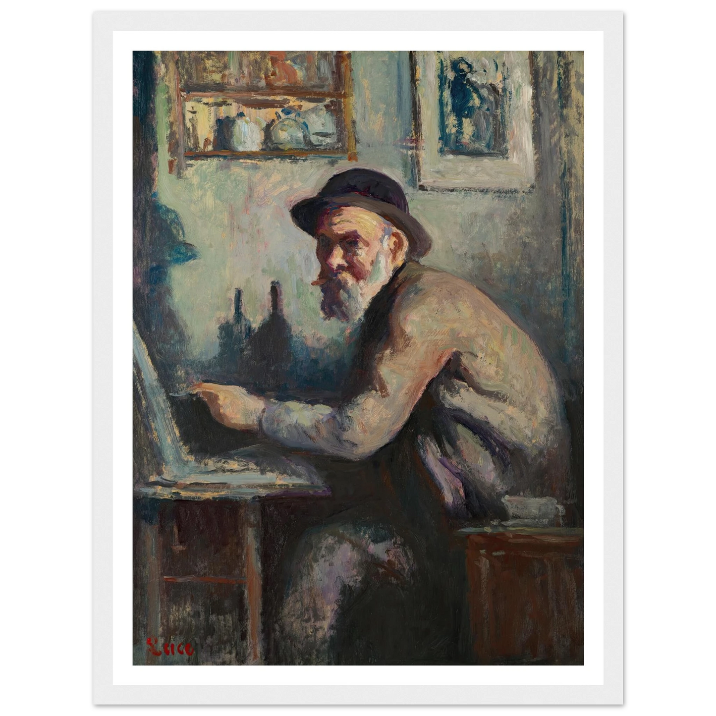 Autoportrait au chevalet (1930) Art Print | Maximilien Luce-Quipham Collections
