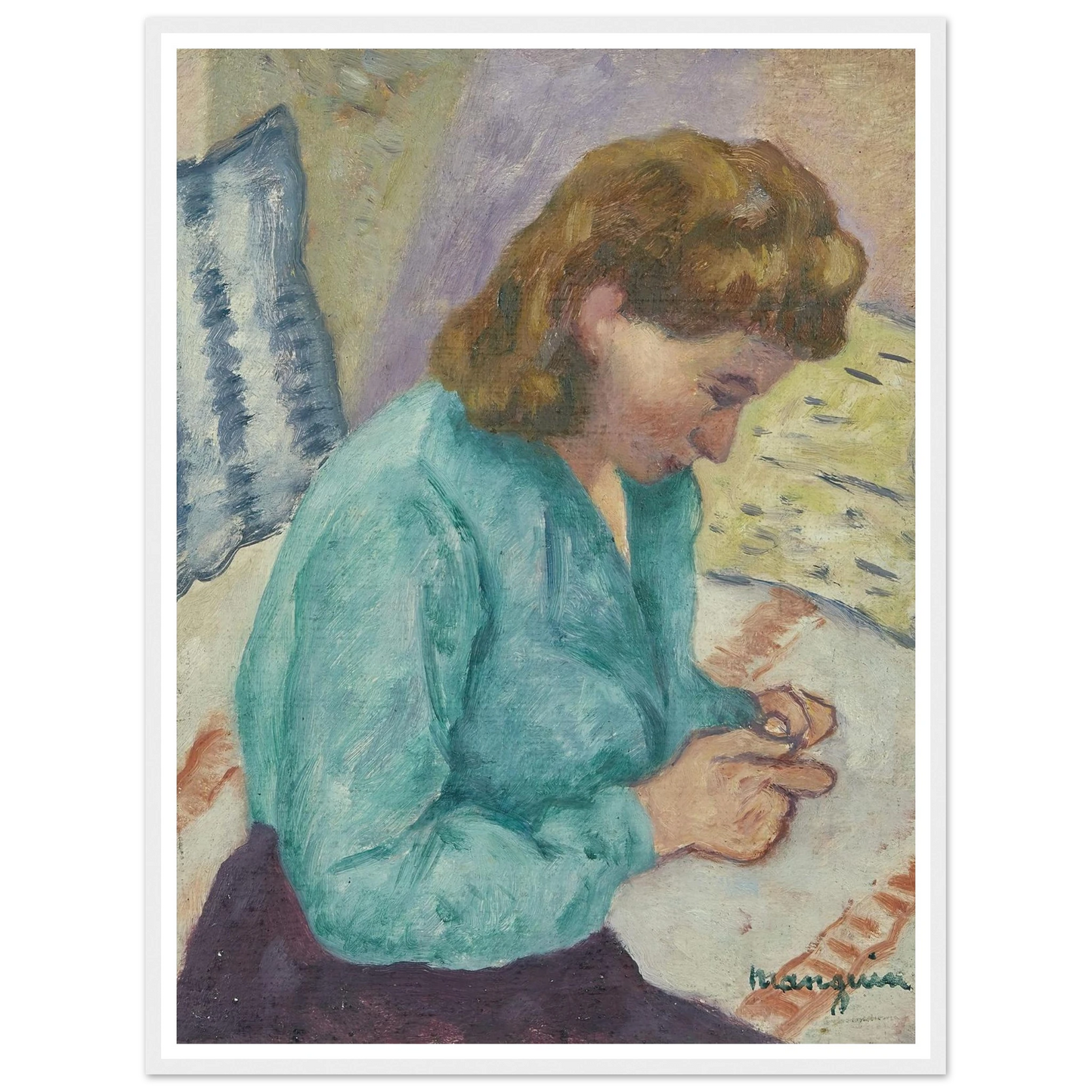 Geneviève Sauty de profil (1946) Art Print | Henri Manguin-Quipham Collections