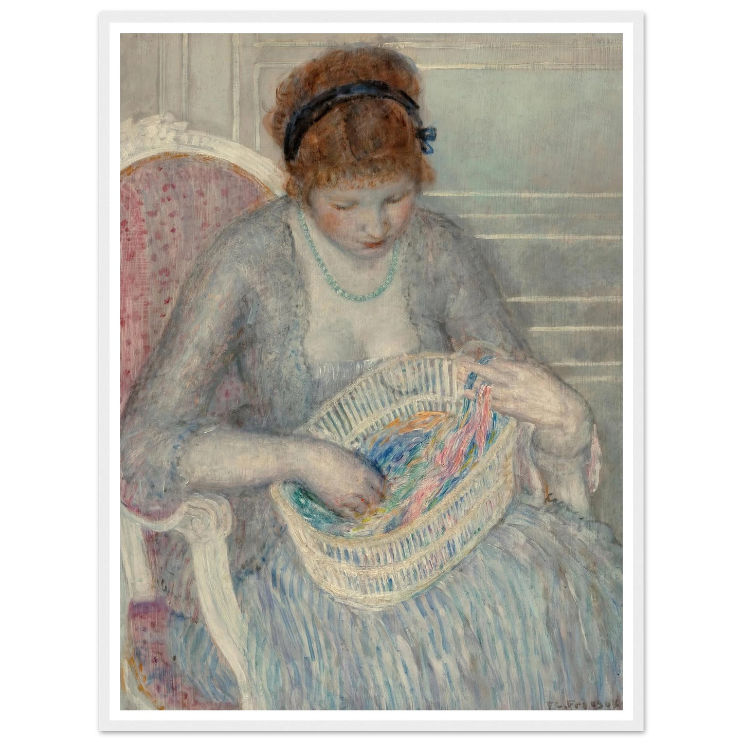Girl with a Basket of Ribbons (1915) Art Print | Frederick Carl Frieseke-Quipham Collections