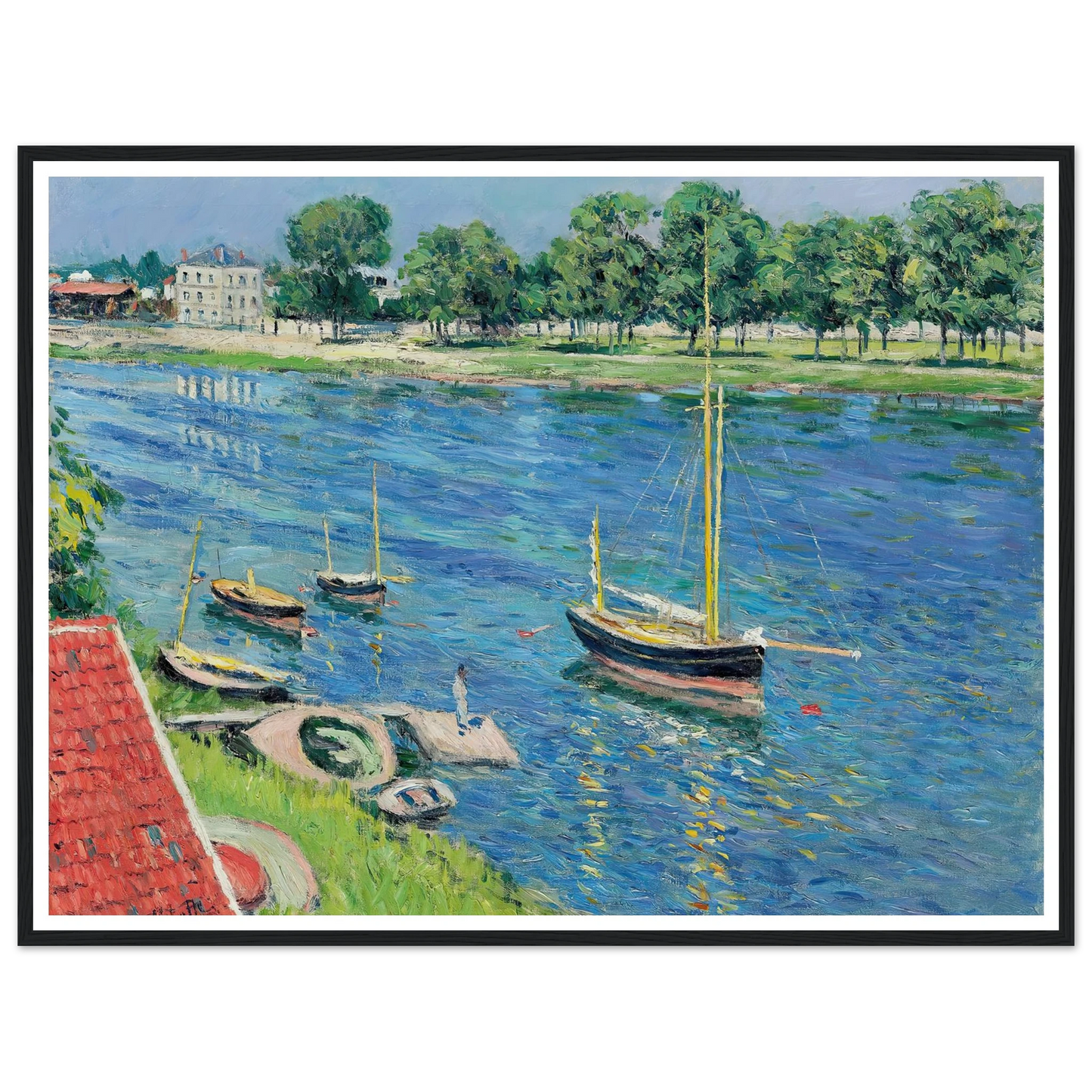 La Seine à Argenteuil, bateaux au mouillage (1883) Art Print | Gustave Caillebotte-Quipham Collections