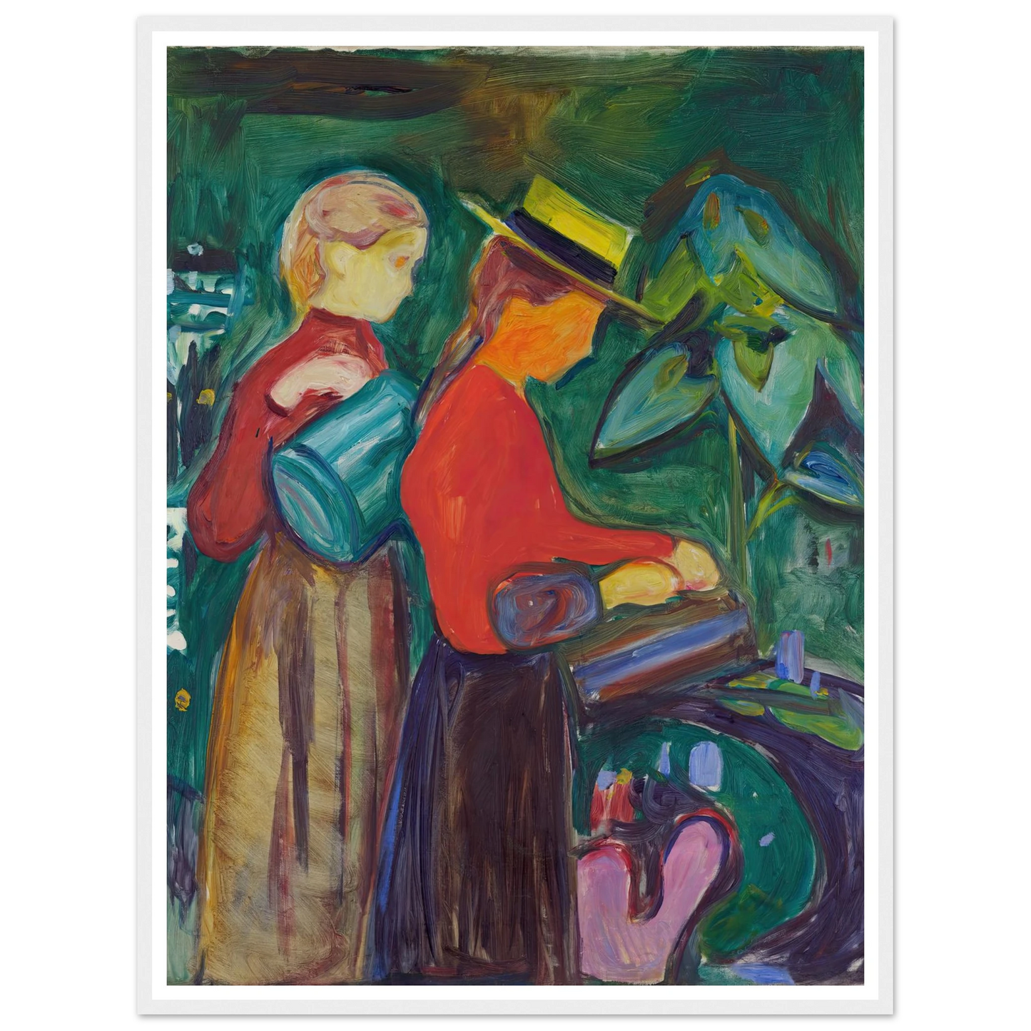 Girls watering Flowers (The Linde Frieze) (1904) Art Print | Edvard Munch-Quipham Collections