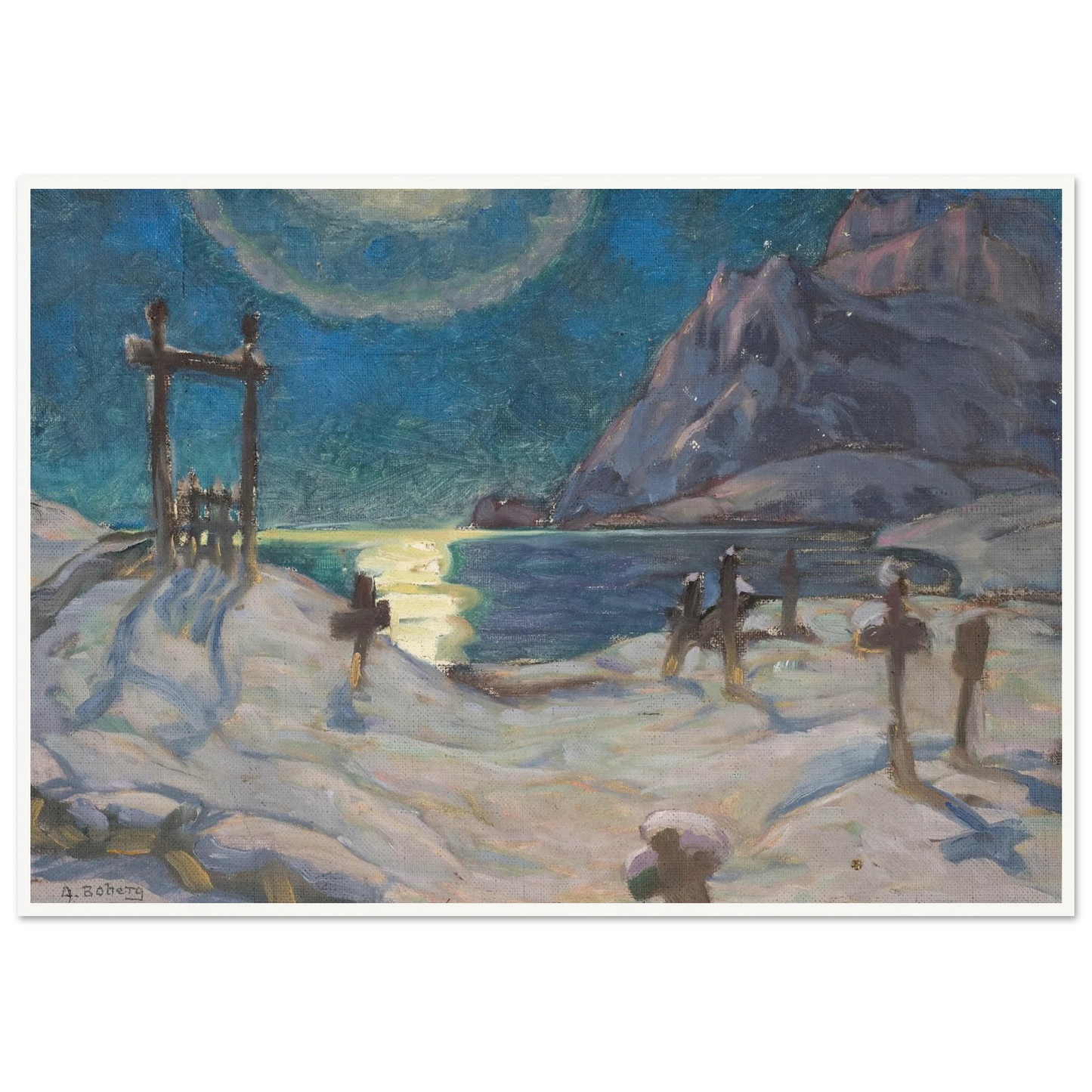 The Graveyard in the Mountains. Study from Lofoten (1920) Art Print | Anna Boberg-Quipham Collections