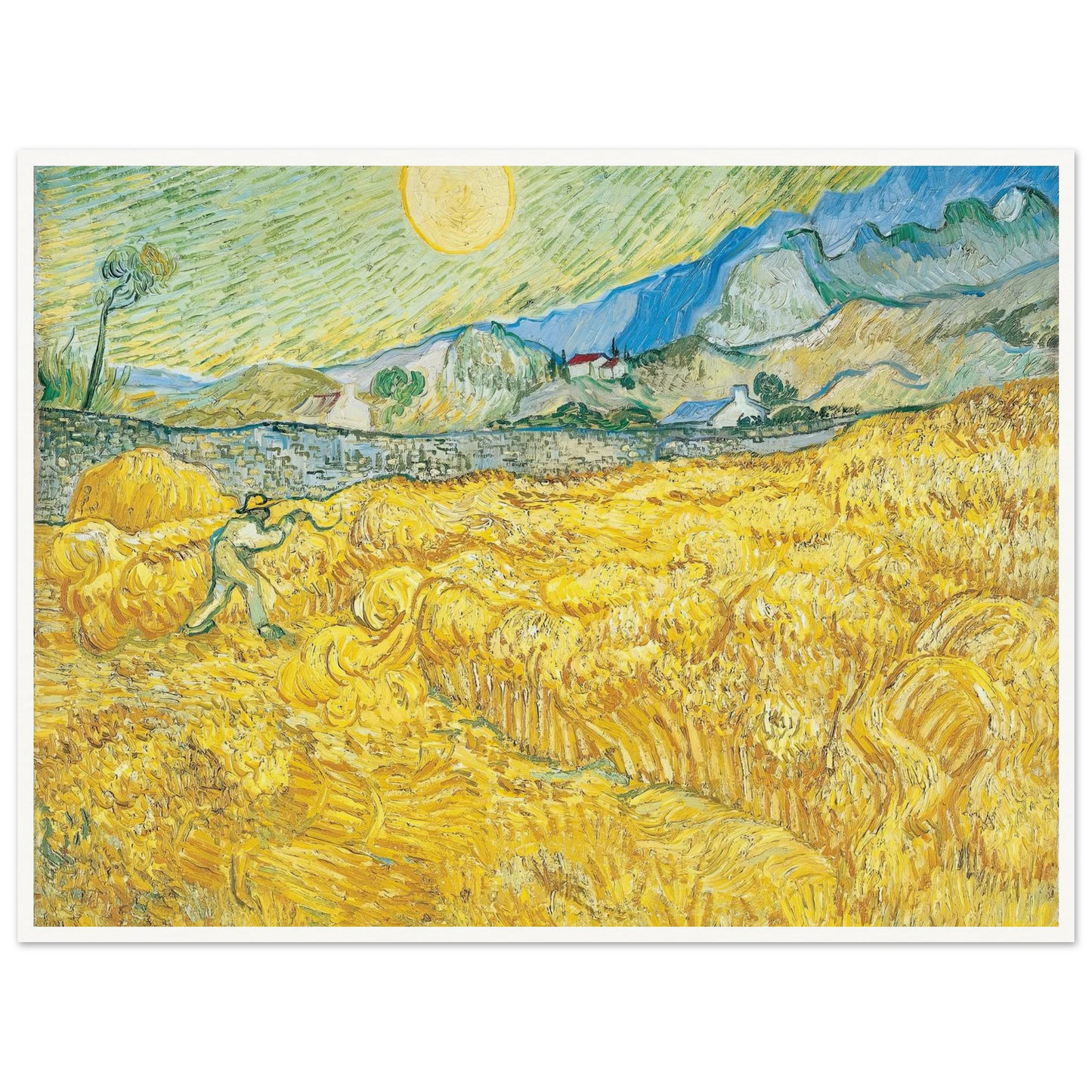 Wheat Field Behind Saint-Paul Hospital with a Reaper (1889) Art Print | Vincent van Gogh-Quipham Collections