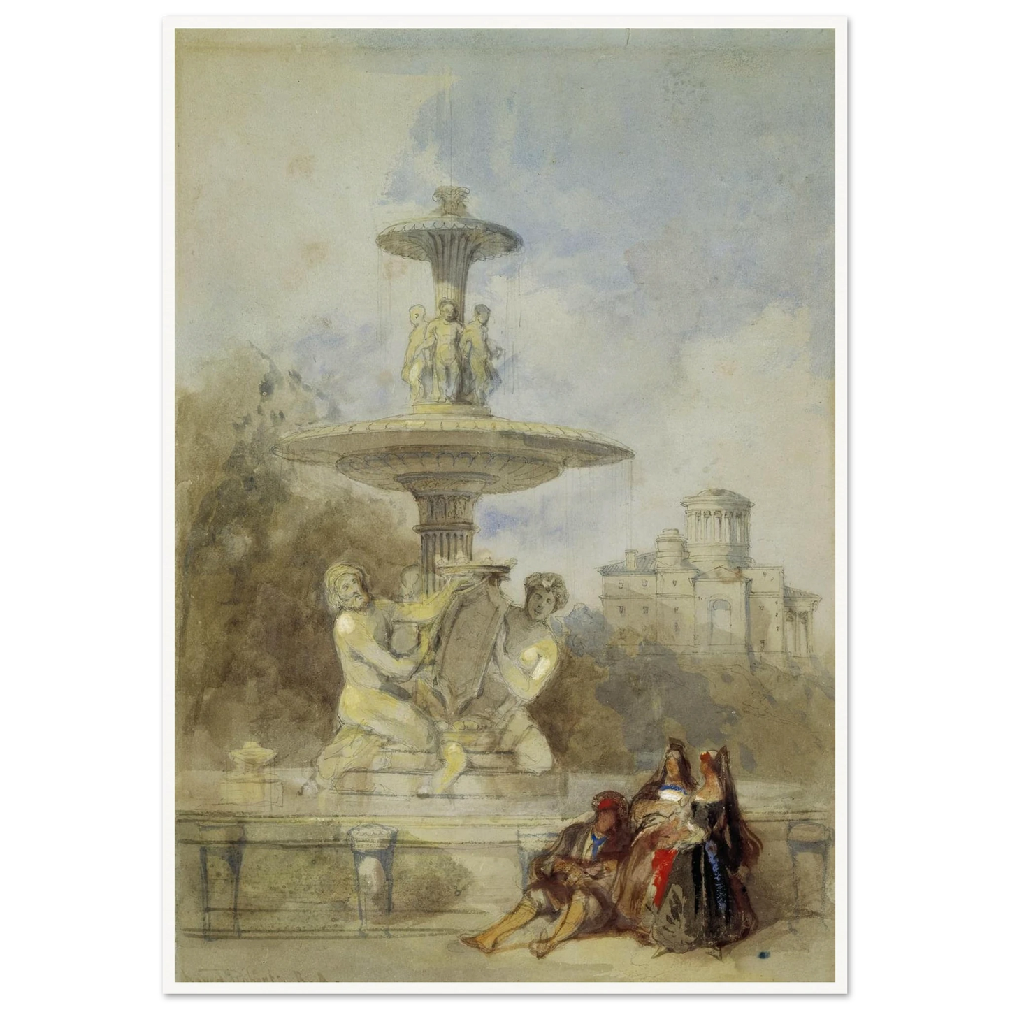 The Fountain on the Prado, Madrid (circa 1837) Art Print | David Roberts-Quipham Collections