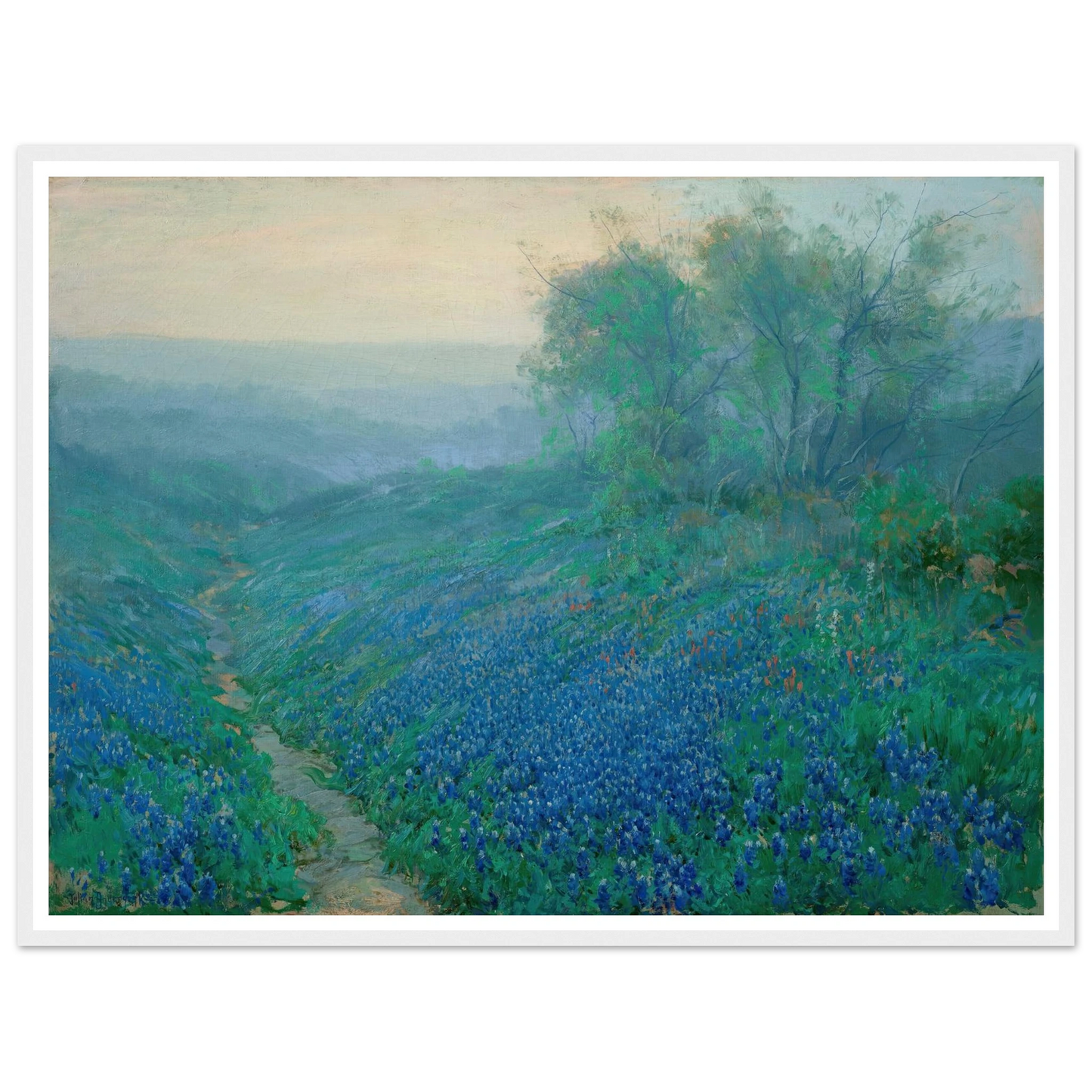 Bluebonnets at Dawn, North of San Antonio (1915) Art Print | Julian Onderdonk-Quipham Collections