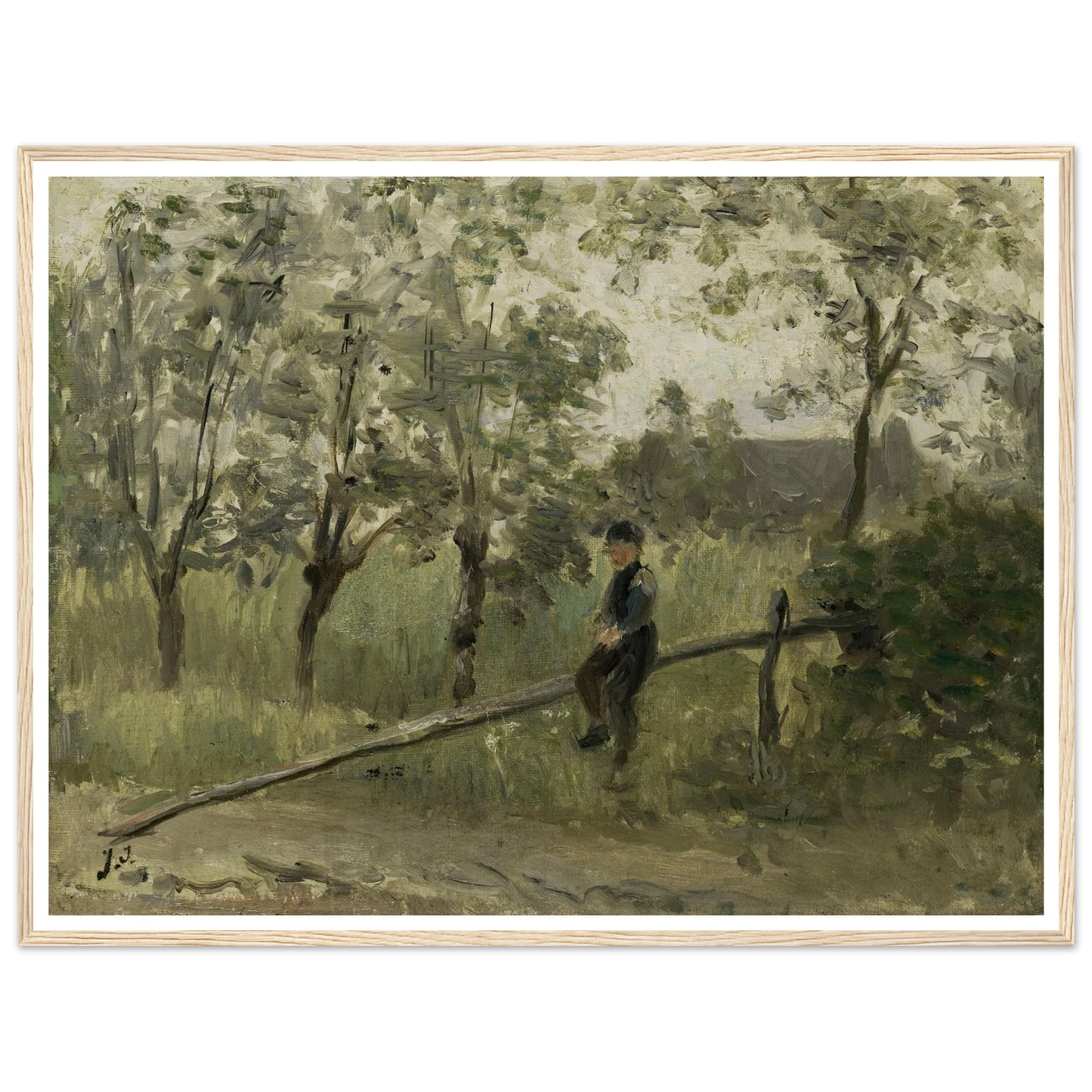 Country Boy on a Pole Barrier (1900 - 1911) Art Print | Jozef Israels-Quipham Collections