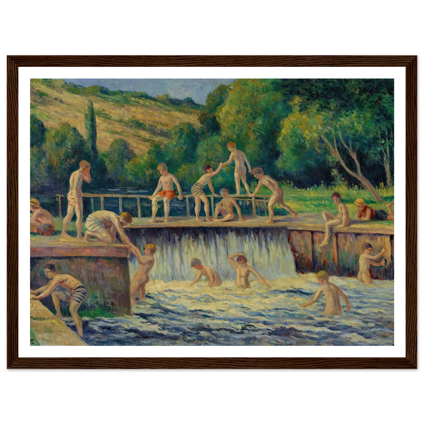 La baignade à Bessy-sur-Cure (circa 1908) Art Print | Maximilien Luce-Quipham Collections