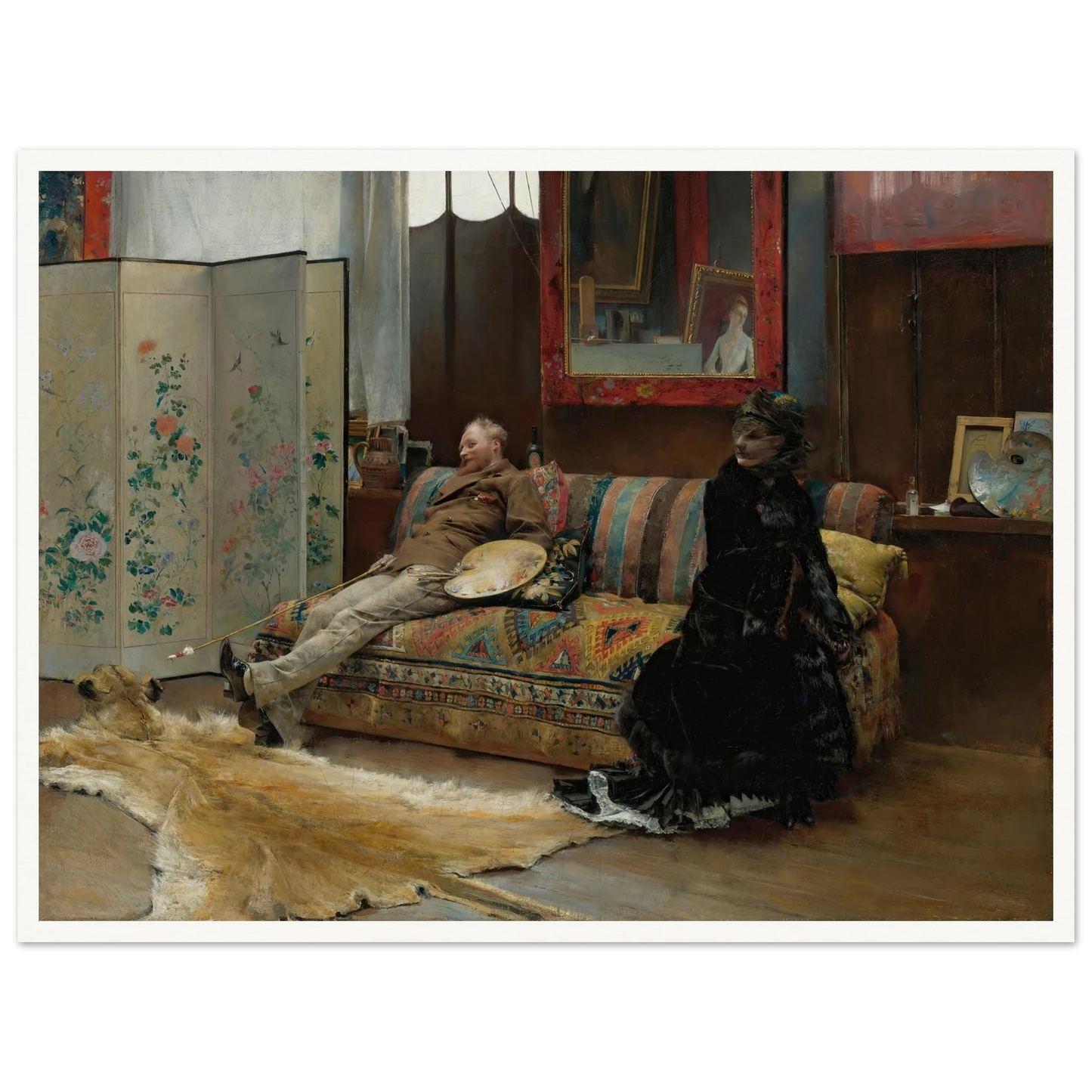 Bouderie (Gustave Courtois In His Studio) (1880) Art Print | Pascal Adolphe Jean Dagnan Bouveret-Quipham Collections