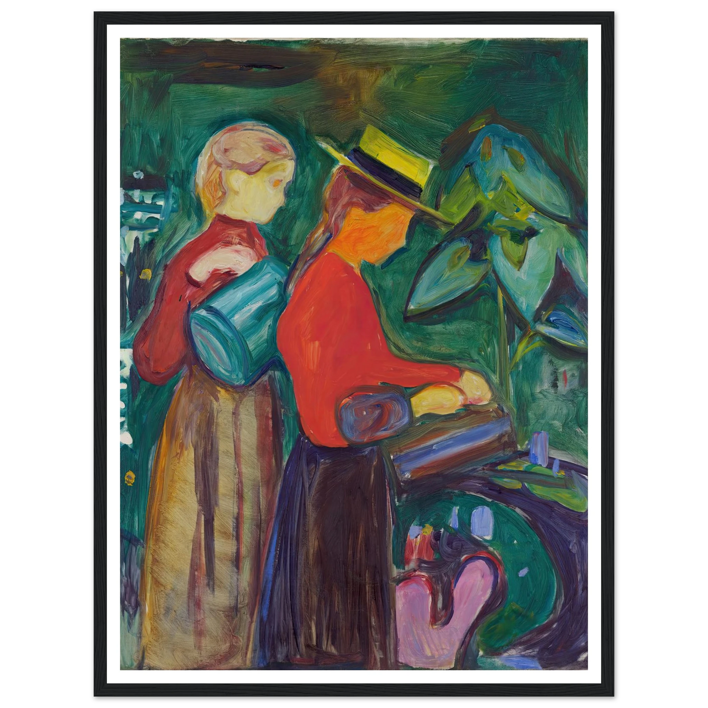 Girls watering Flowers (The Linde Frieze) (1904) Art Print | Edvard Munch-Quipham Collections