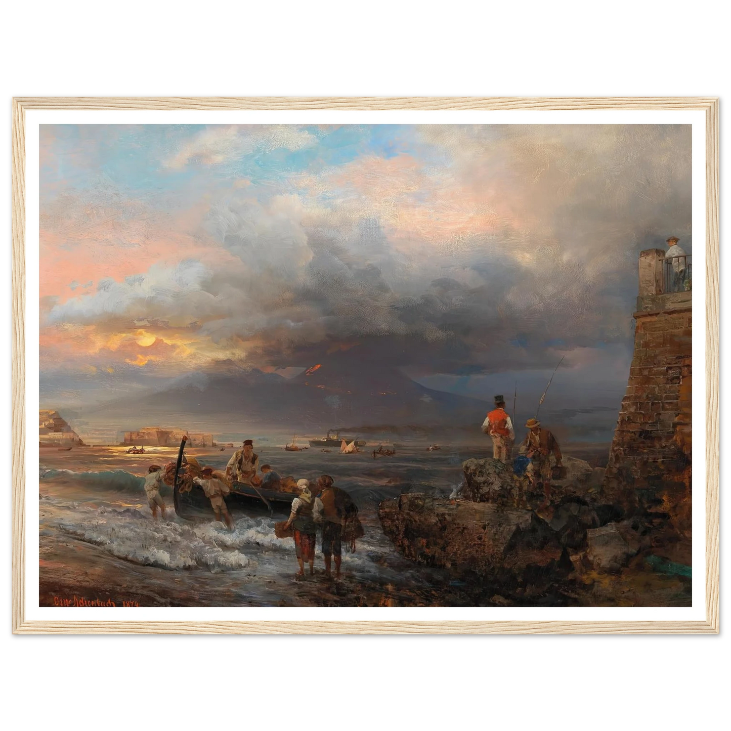 The Bay of Naples with Vesuvius in the background Art Print | Oswald Achenbach-Quipham Collections