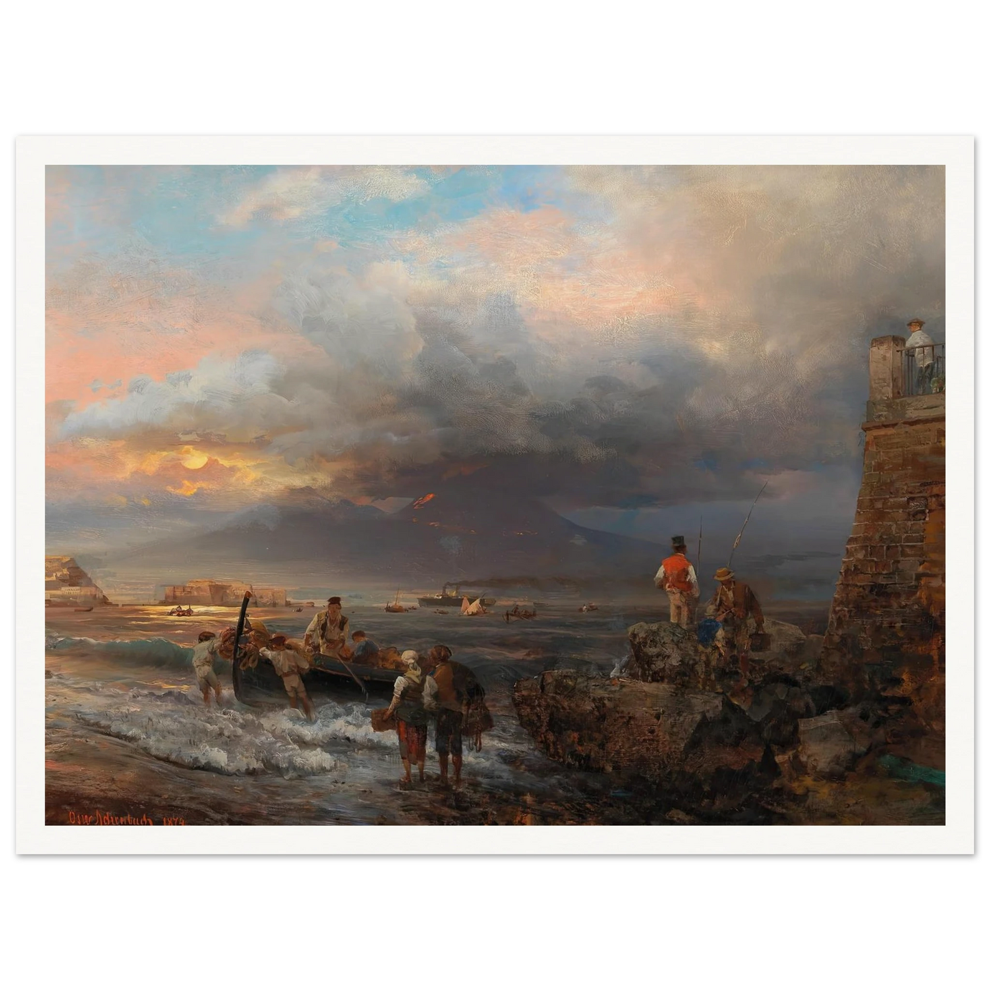 The Bay of Naples with Vesuvius in the background Art Print | Oswald Achenbach-Quipham Collections