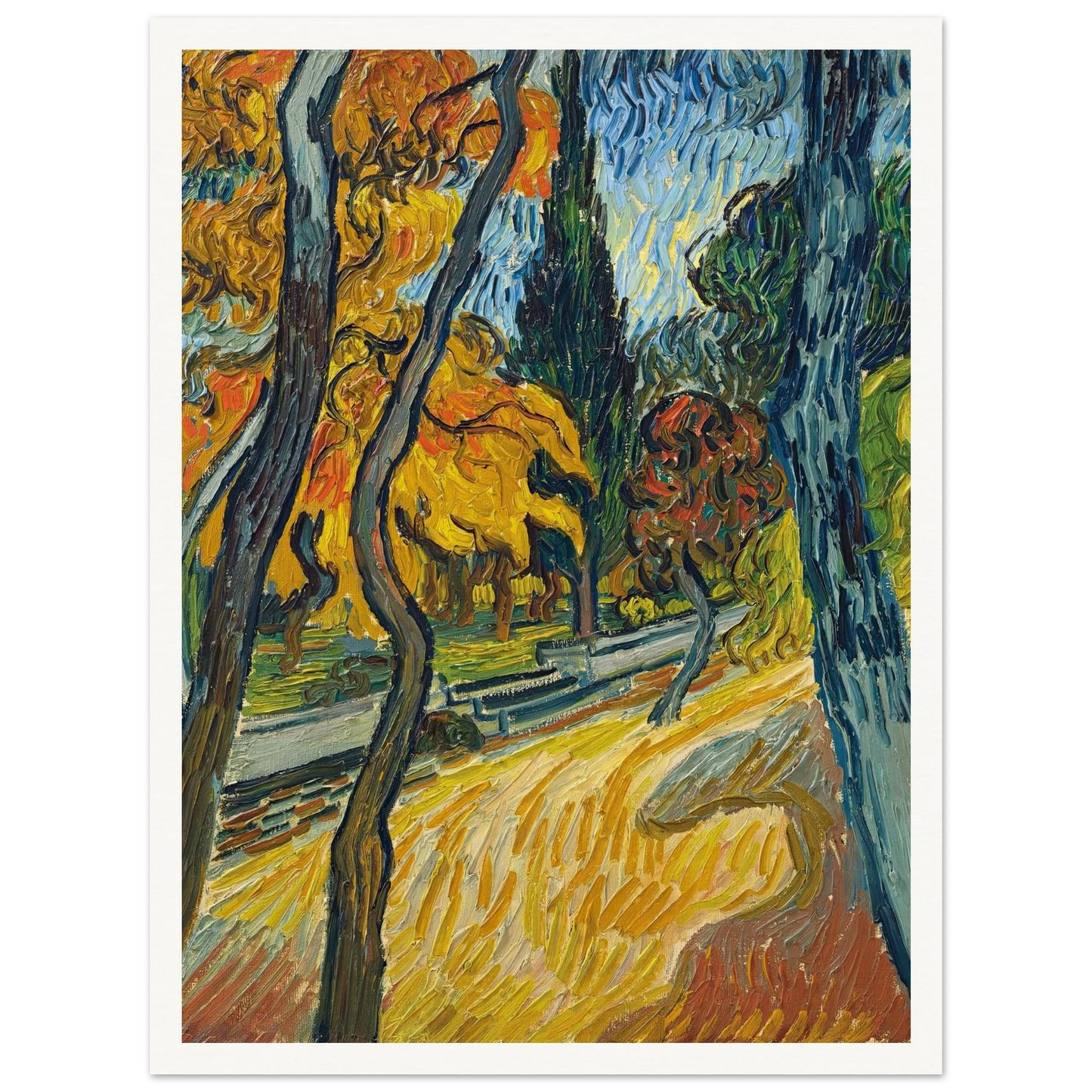 Arbres dans le jardin de l’asile (1889) Art Print | Vincent van Gogh-Quipham Collections