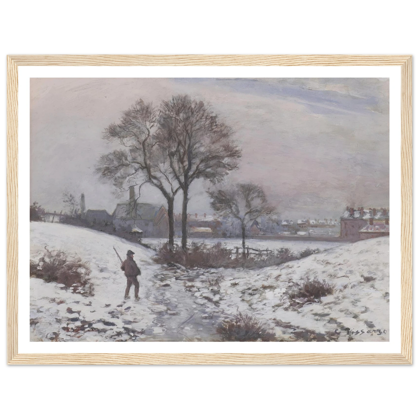 Chasseur en hiver, paysage à Norwood (1870) Art Print | Camille Pissarro-Quipham Collections